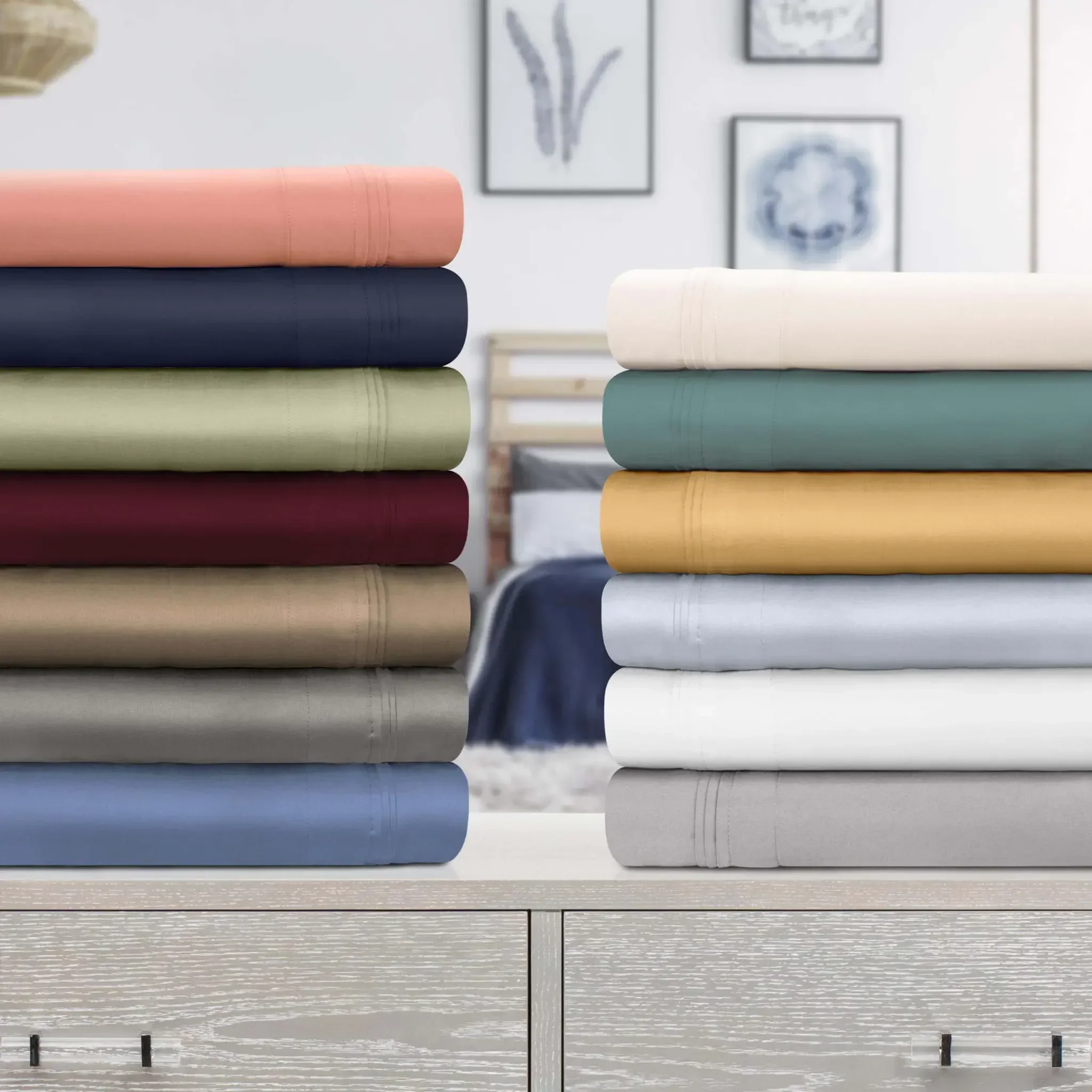 Superior 1000 Thread Count Egyptian Cotton Sateen Solid 4-Piece Sheet Set - Image 37