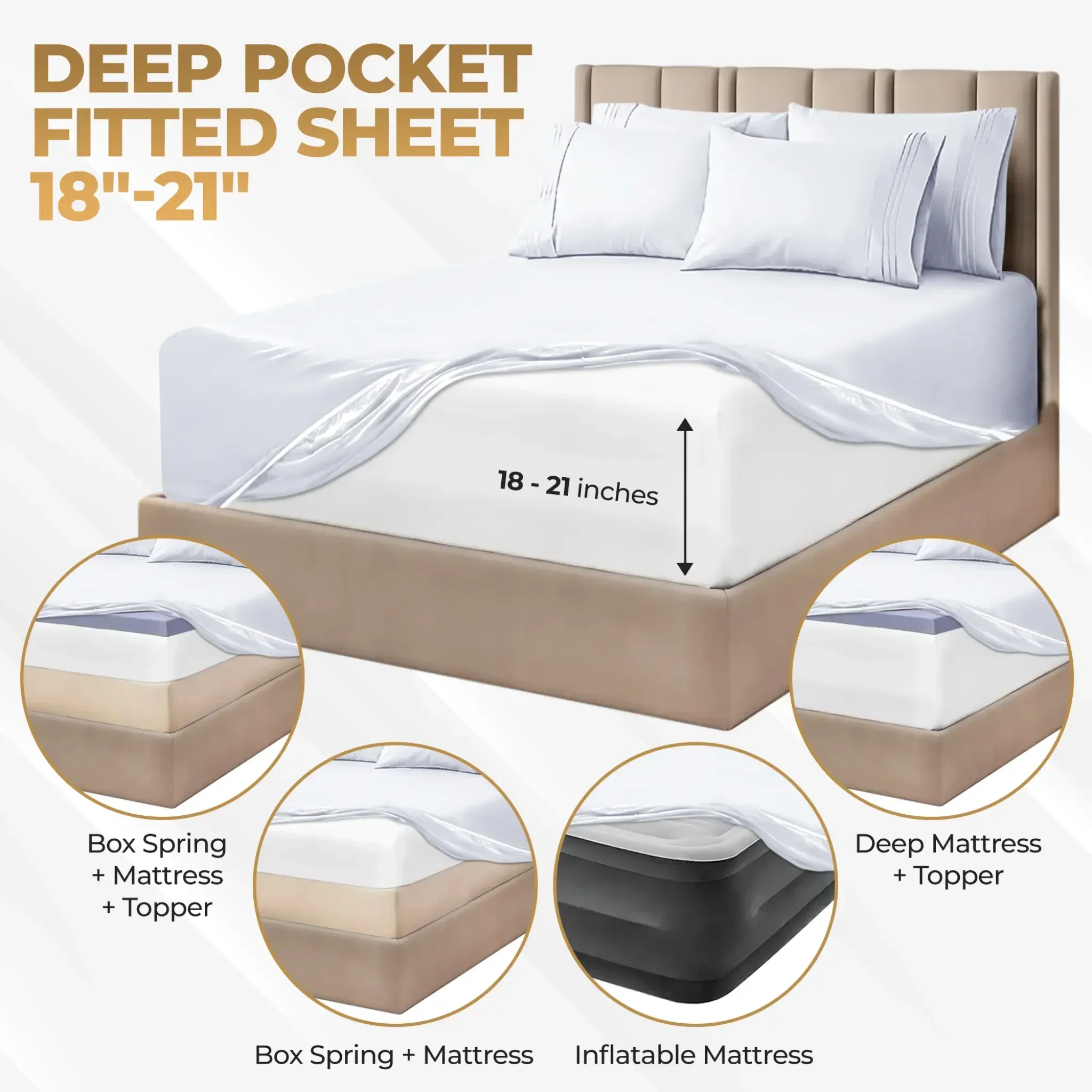 Superior 1000 Thread Count Egyptian Cotton Sateen Solid 4-Piece Sheet Set - Image 38