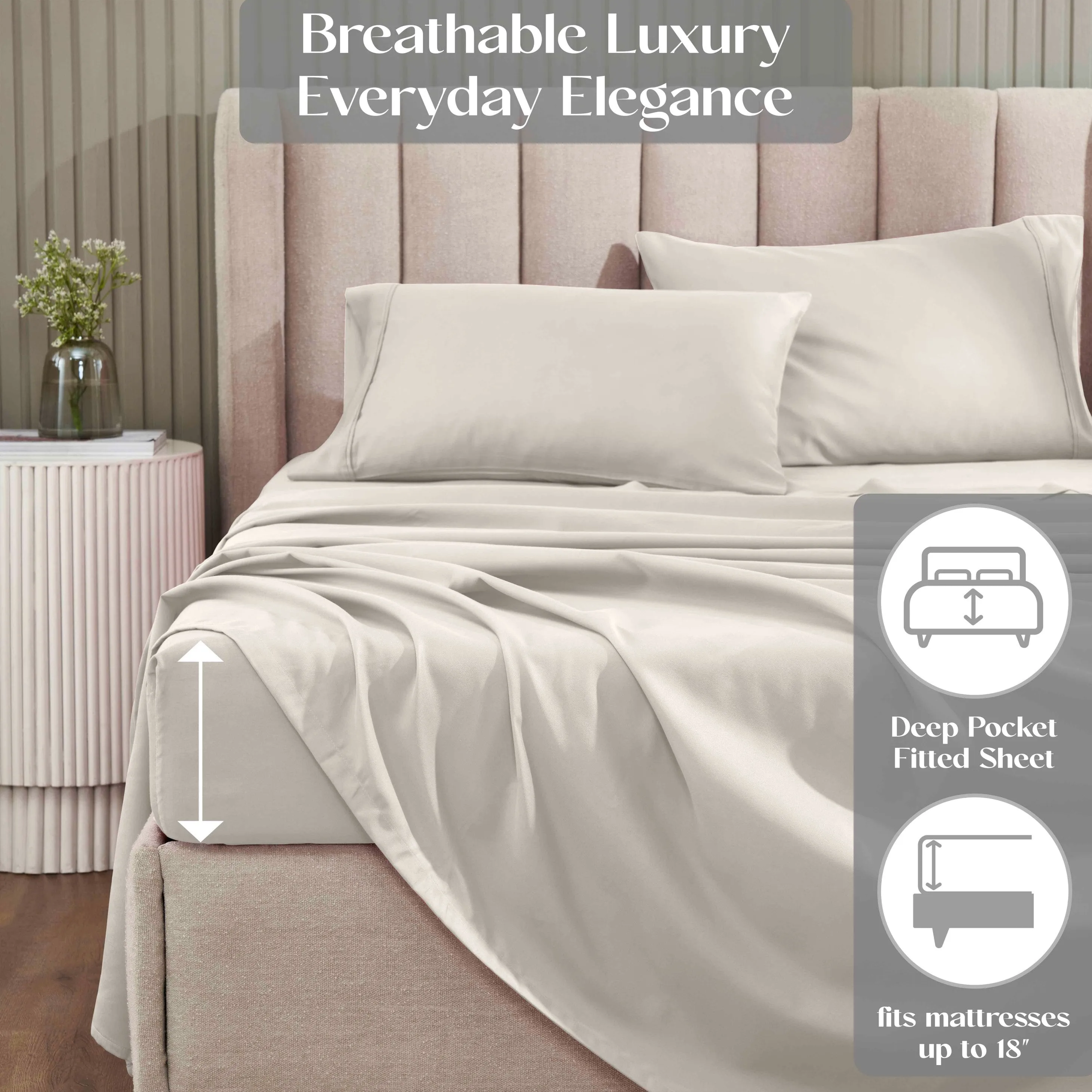 Superior 1200 Thread Count Cotton Blend Deep Pocket Solid 4-Piece Sheet Set - Image 27