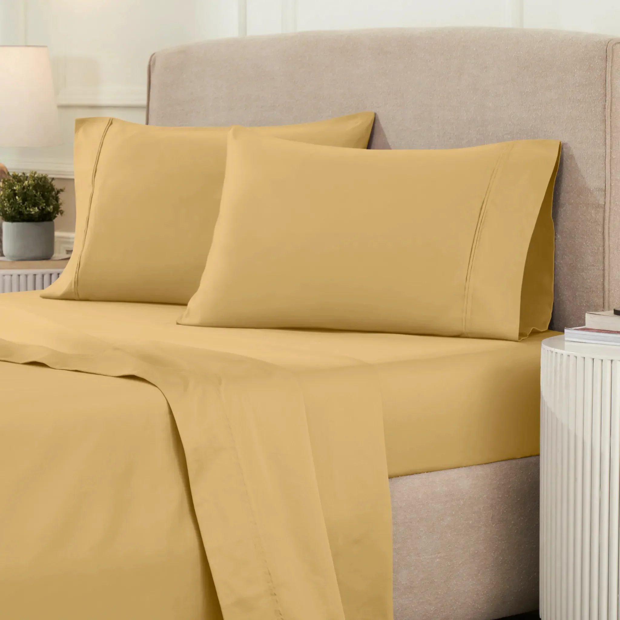 Superior 1200 Thread Count Egyptian Cotton Sateen Solid 4-Piece Sheet Set - Image 4