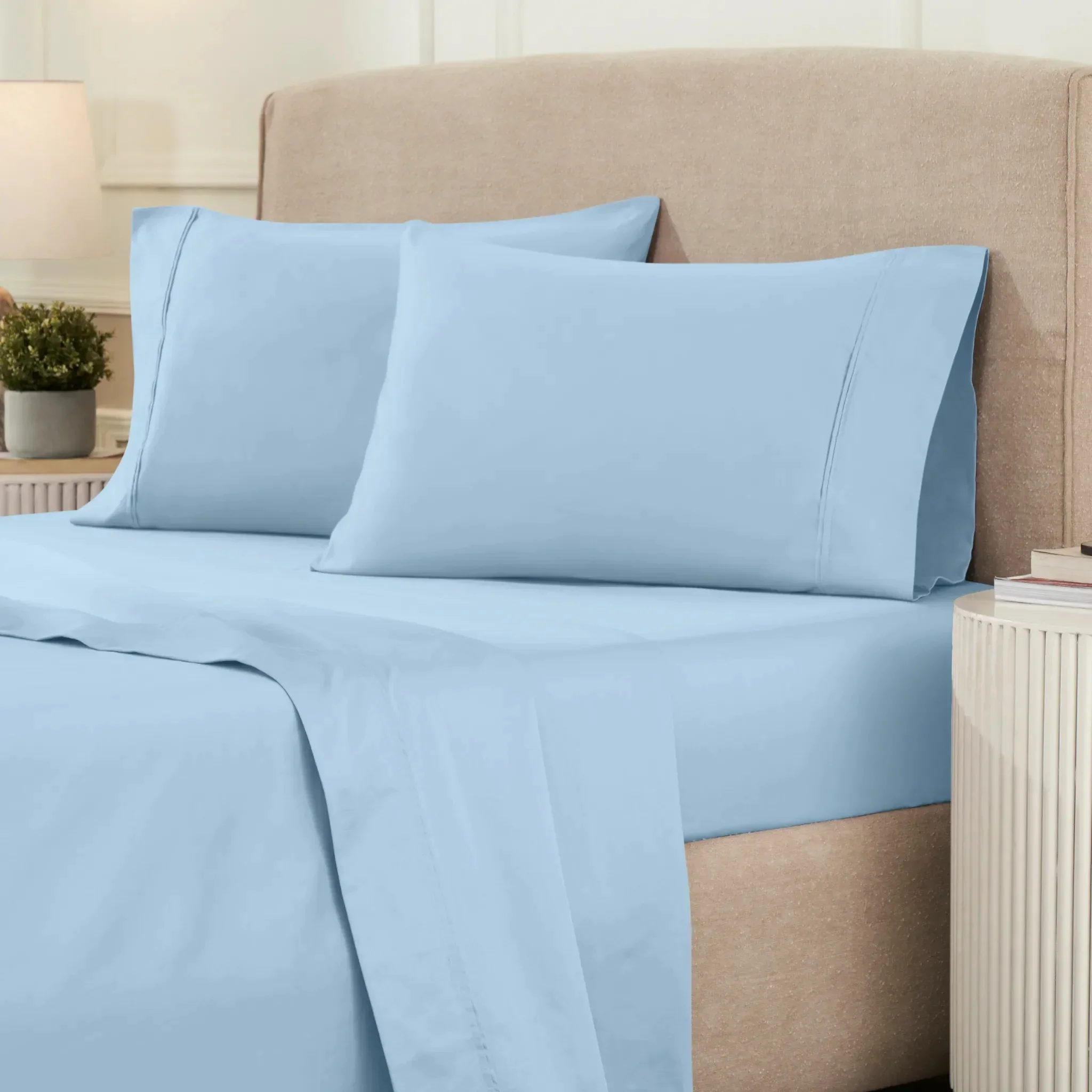 Superior 1200 Thread Count Egyptian Cotton Sateen Solid 4-Piece Sheet Set - Image 6