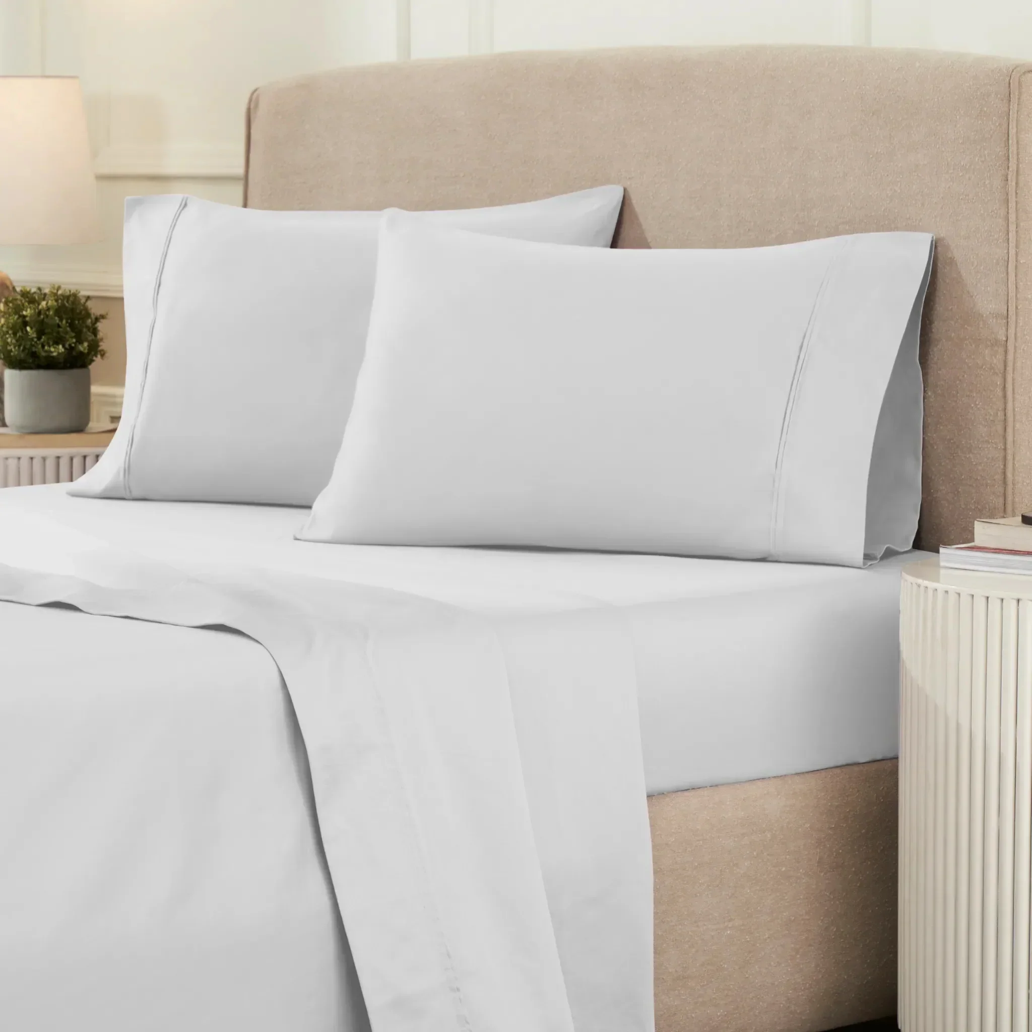 Superior 1200 Thread Count Egyptian Cotton Sateen Solid 4-Piece Sheet Set - Image 8