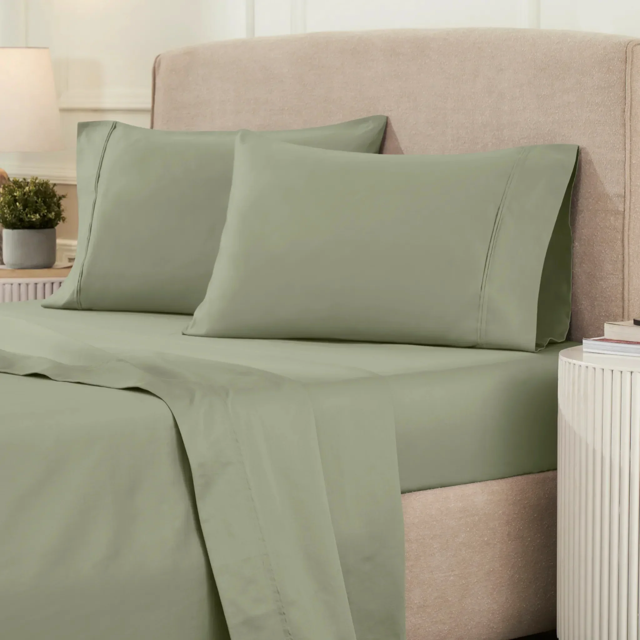 Superior 1200 Thread Count Egyptian Cotton Sateen Solid 4-Piece Sheet Set - Image 9