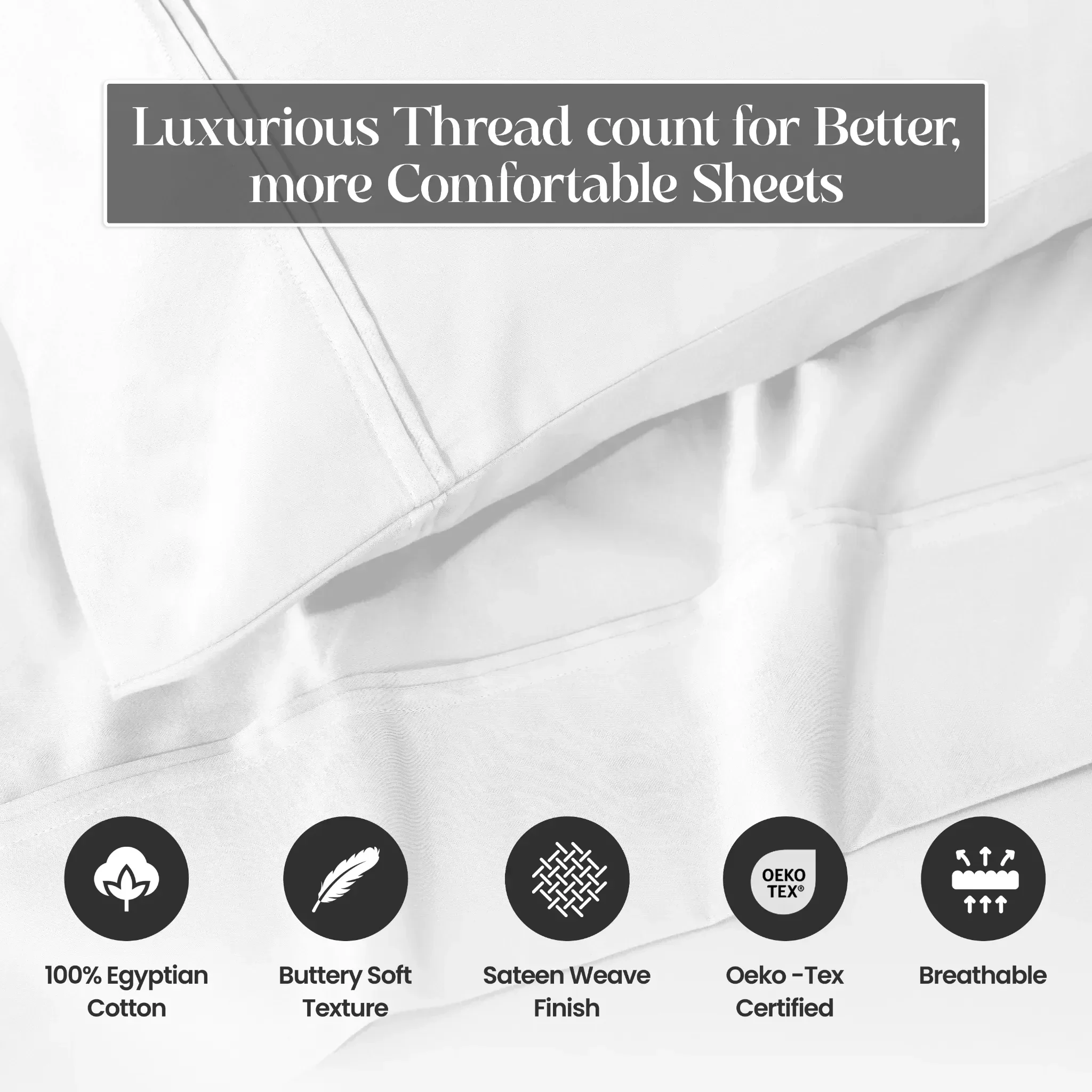 Superior 1500 Thread Count Egyptian Cotton Sateen Solid 4-Piece Sheet Set - Image 15