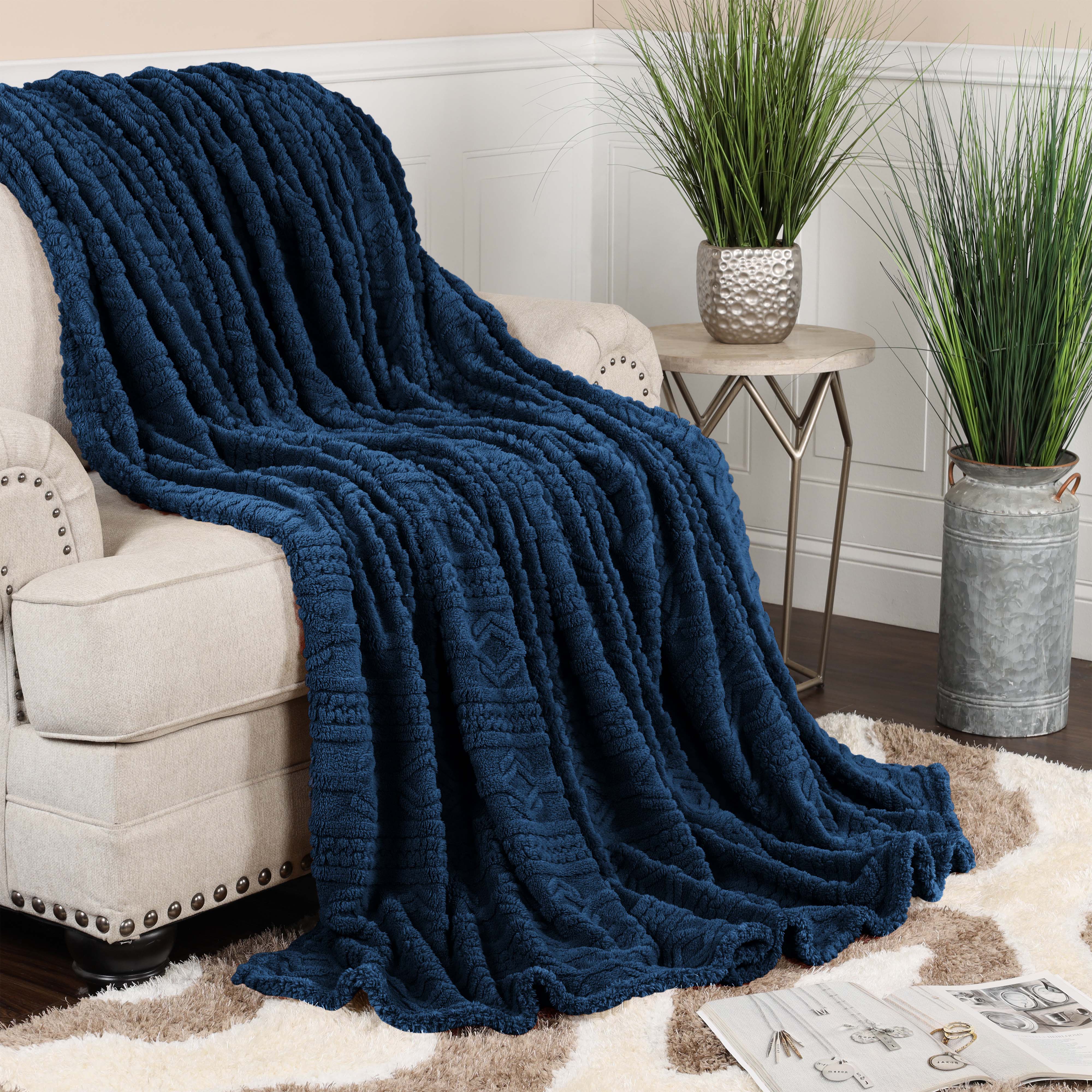 Superior Arctic Boho Knit Jacquard Fleece Blanket - Image 24