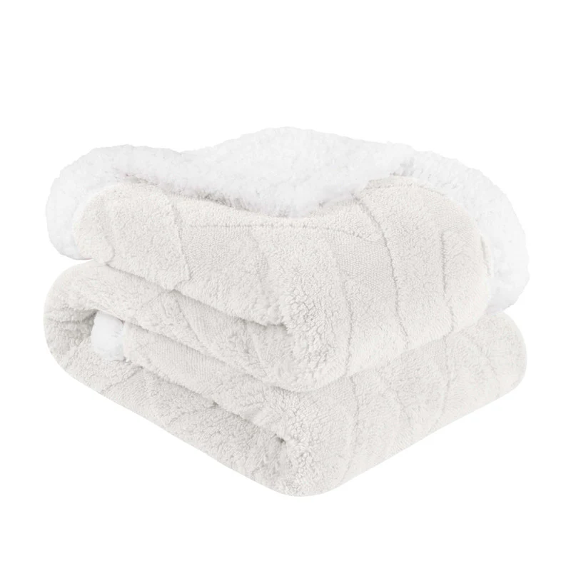 Superior Nuuk Jacquard Lattice Fleece Sherpa Reversible Blanket - Image 11