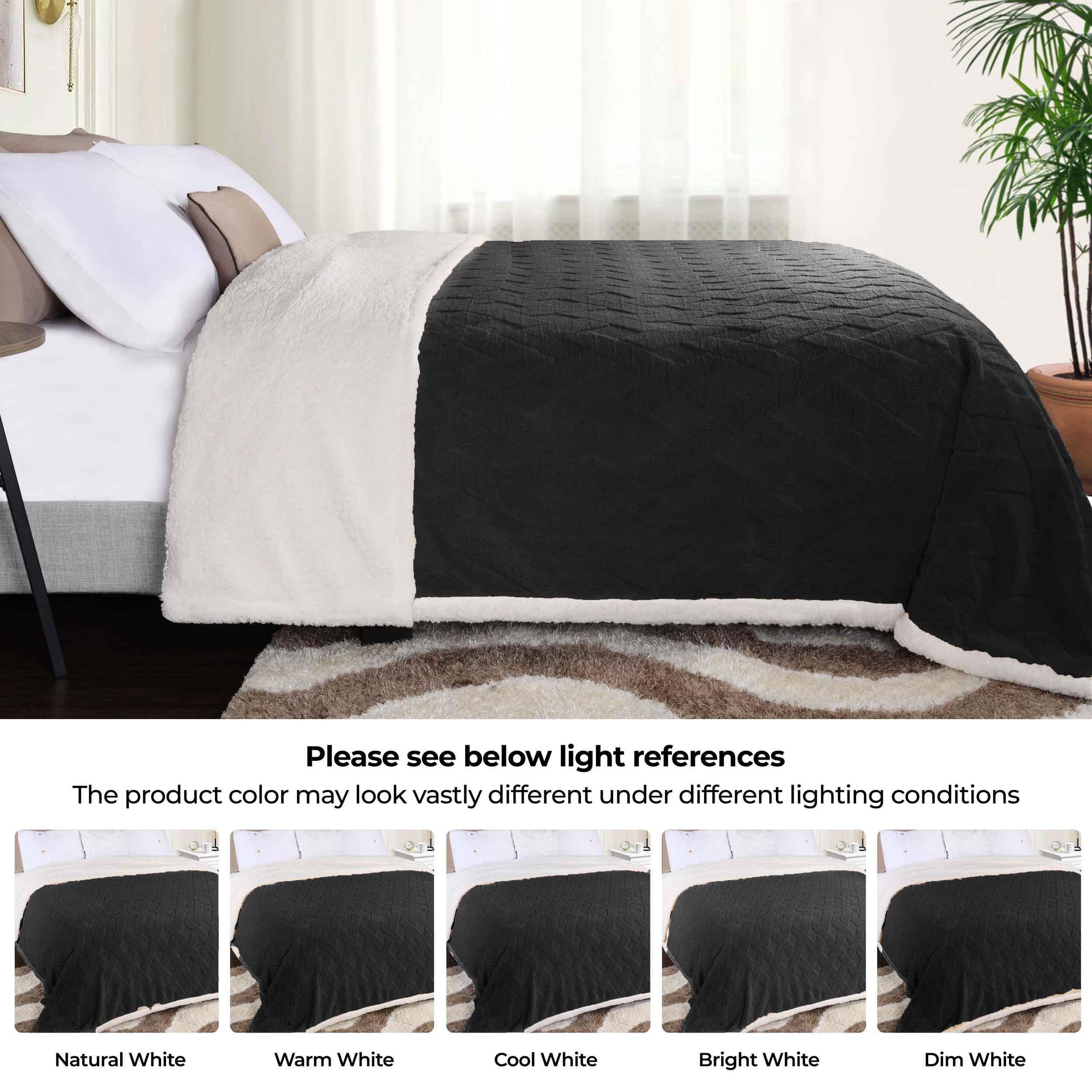 Superior Nuuk Jacquard Lattice Fleece Sherpa Reversible Blanket - Image 12