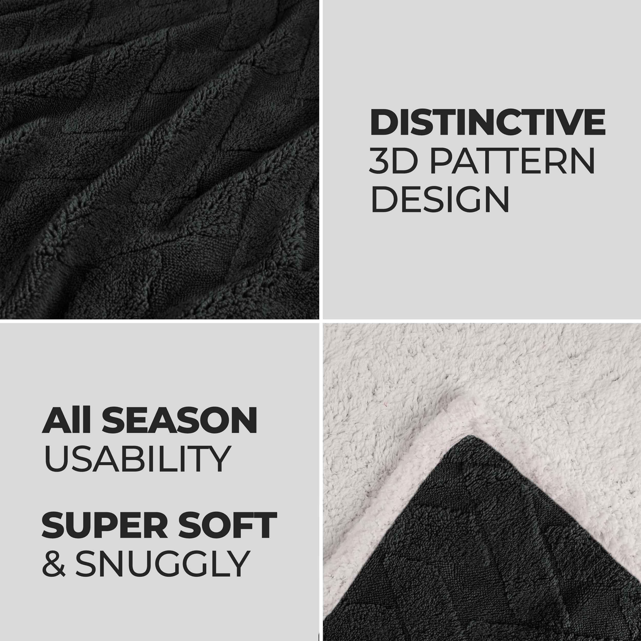 Superior Nuuk Jacquard Lattice Fleece Sherpa Reversible Blanket - Image 14