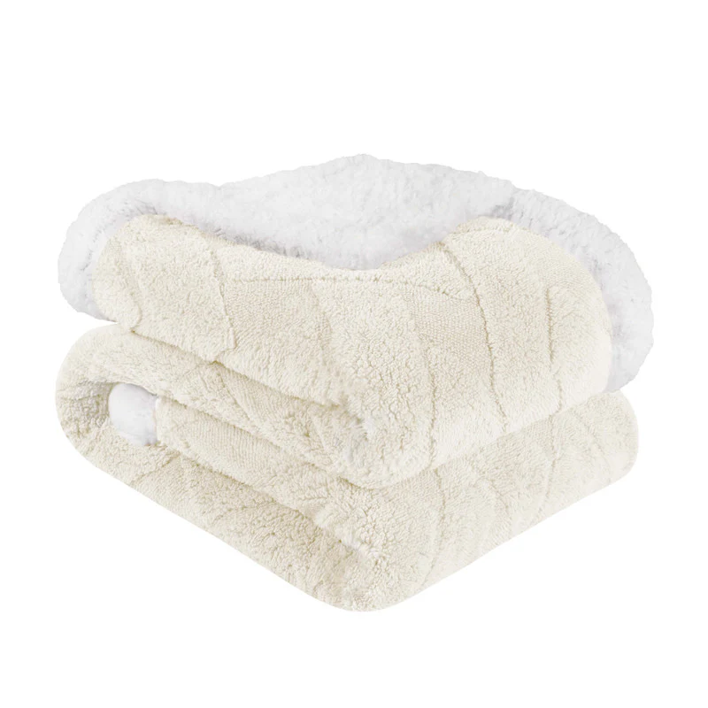 Superior Nuuk Jacquard Lattice Fleece Sherpa Reversible Blanket - Image 5