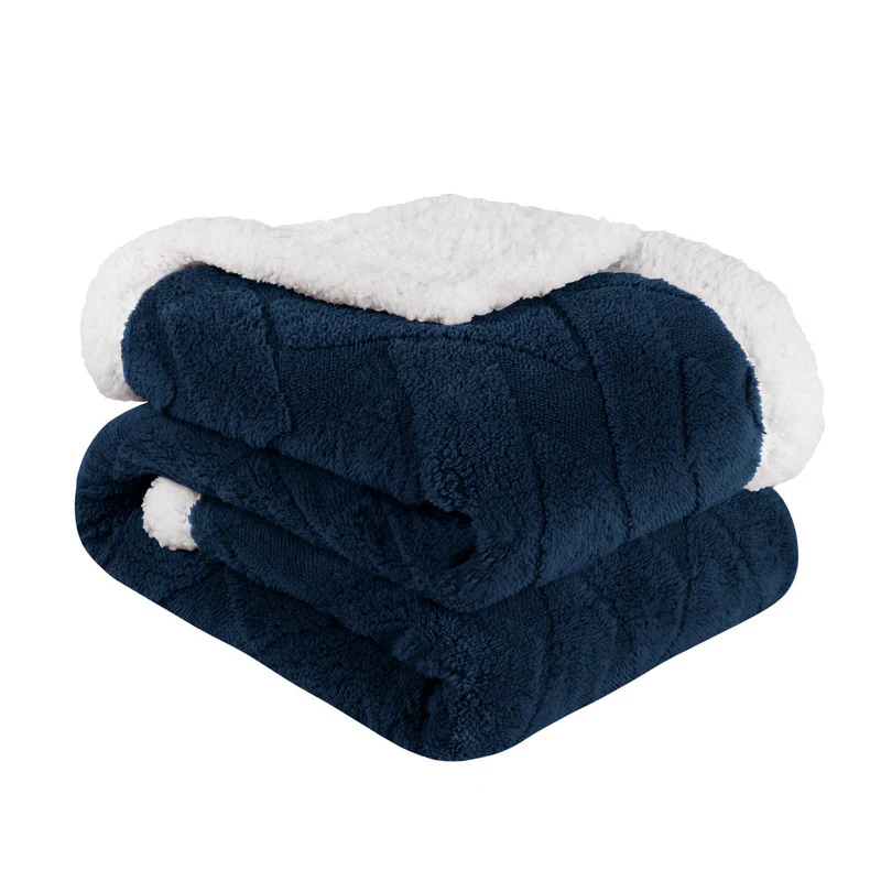 Superior Nuuk Jacquard Lattice Fleece Sherpa Reversible Blanket - Image 7