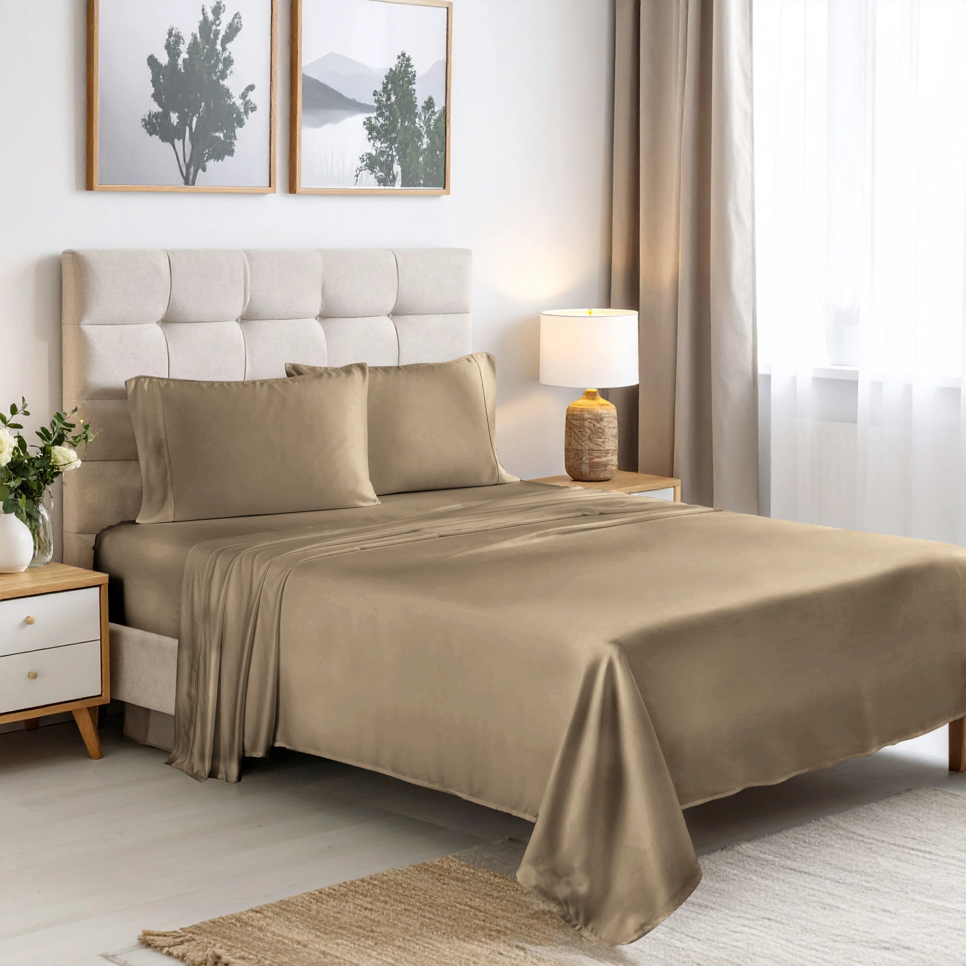 Superior Rayon From Bamboo 300 Thread Count Solid Deep Pocket 4-Piece Sheet Set - Image 10