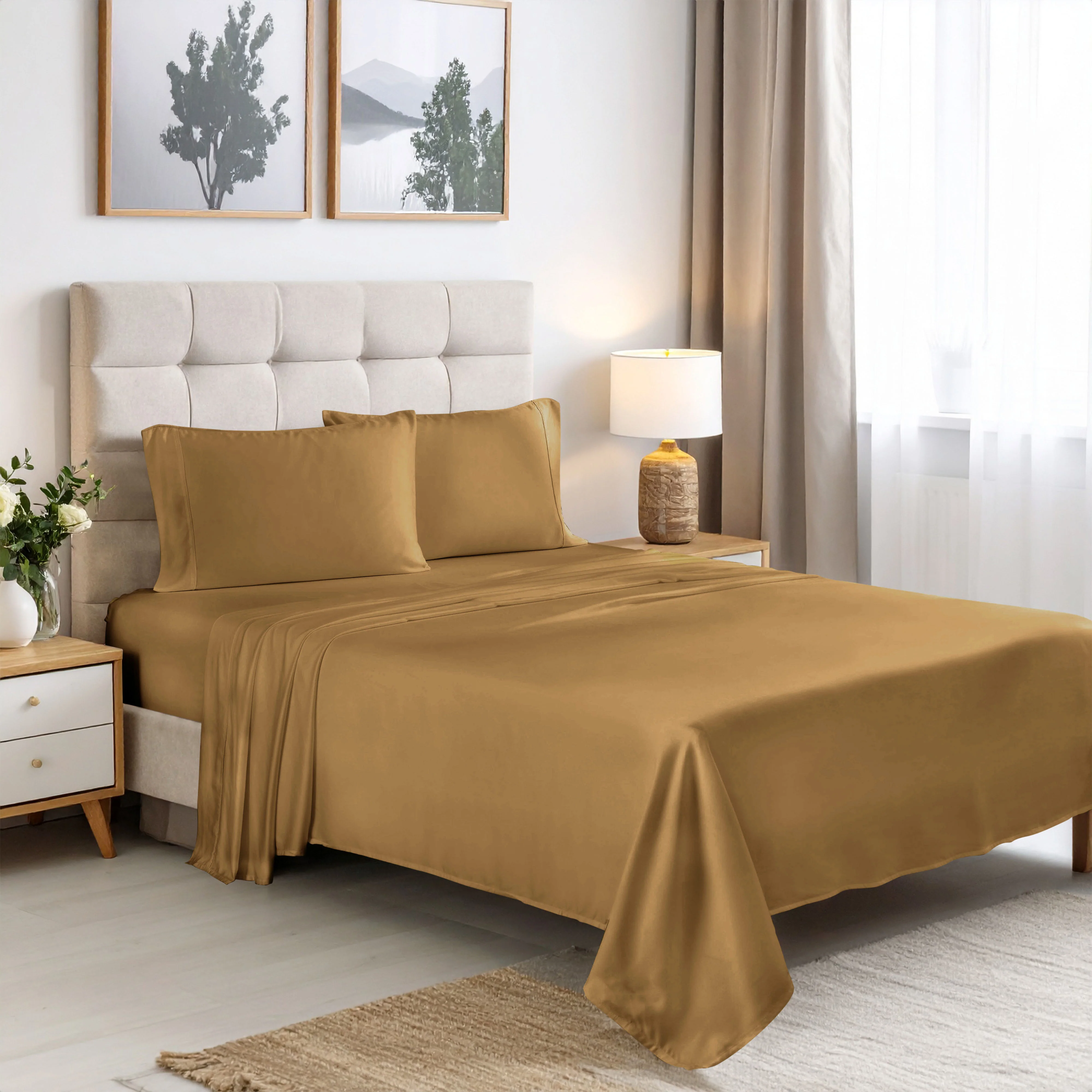 Superior Rayon From Bamboo 300 Thread Count Solid Deep Pocket 4-Piece Sheet Set - Image 11