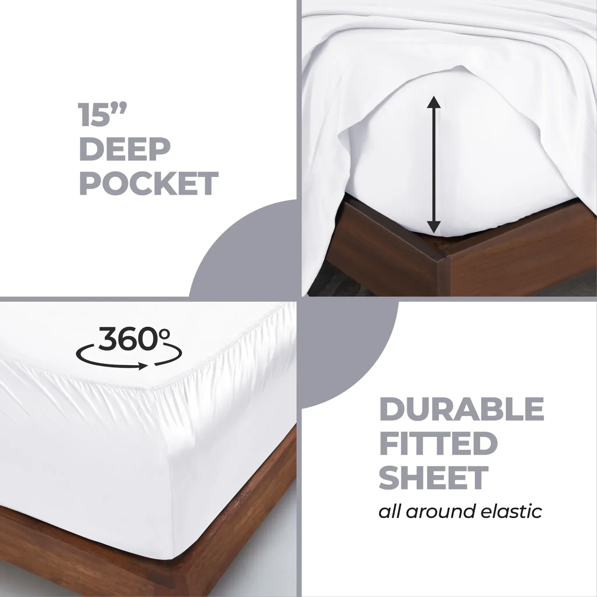 Superior Rayon From Bamboo 300 Thread Count Solid Deep Pocket 4-Piece Sheet Set - Image 24