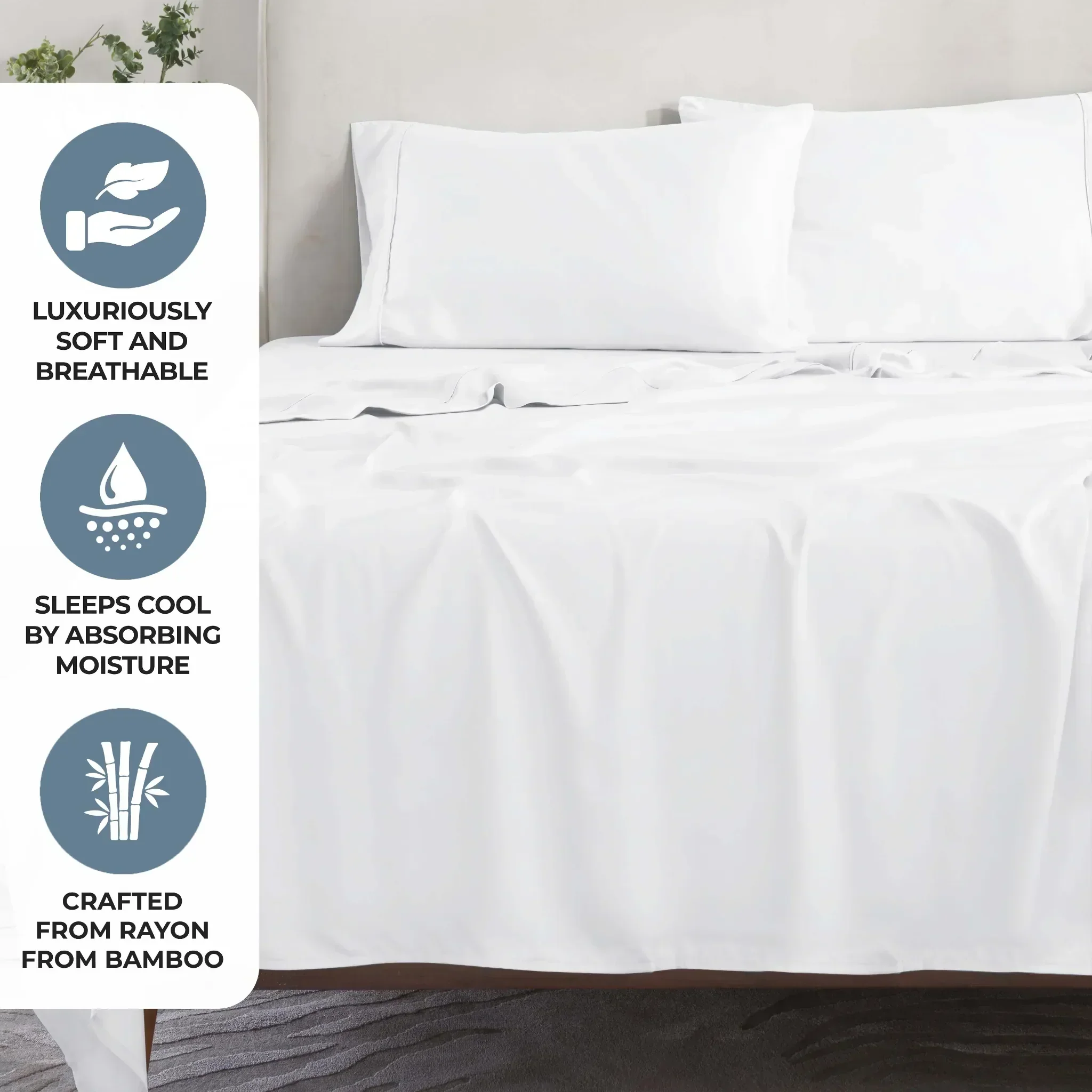 Superior Rayon From Bamboo 300 Thread Count Solid Deep Pocket 4-Piece Sheet Set - Image 26