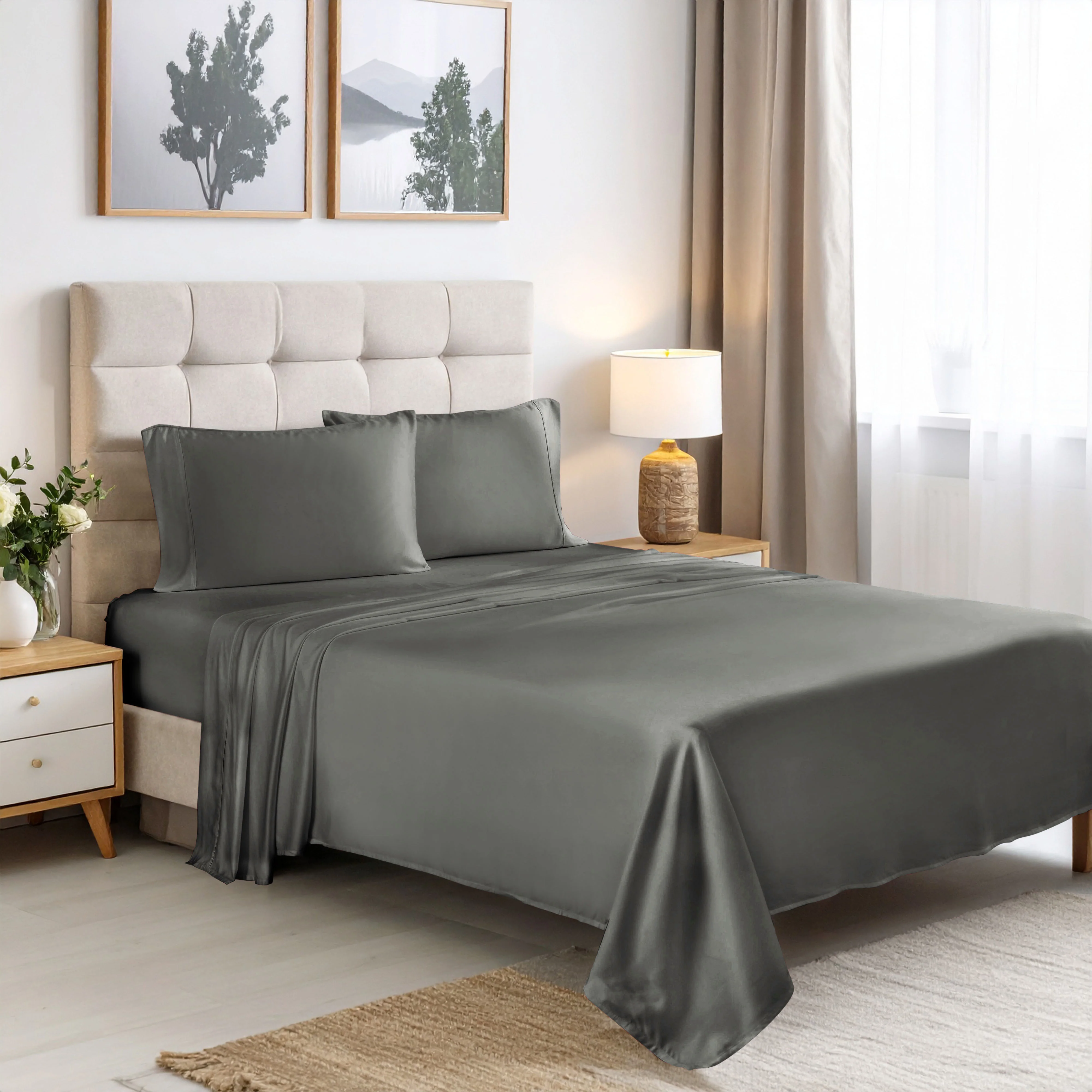 Superior Rayon From Bamboo 300 Thread Count Solid Deep Pocket 4-Piece Sheet Set - Image 3