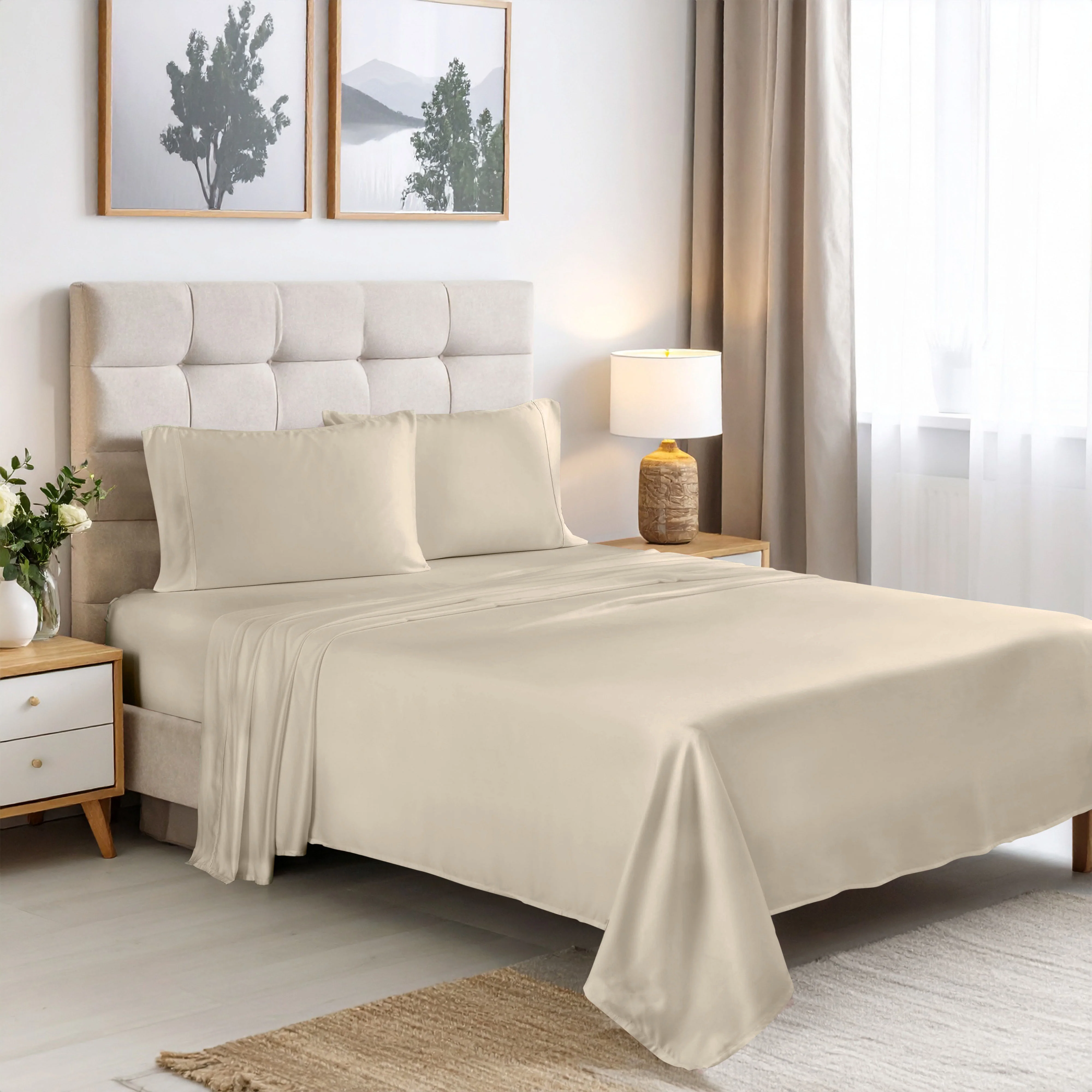 Superior Rayon From Bamboo 300 Thread Count Solid Deep Pocket 4-Piece Sheet Set - Image 4