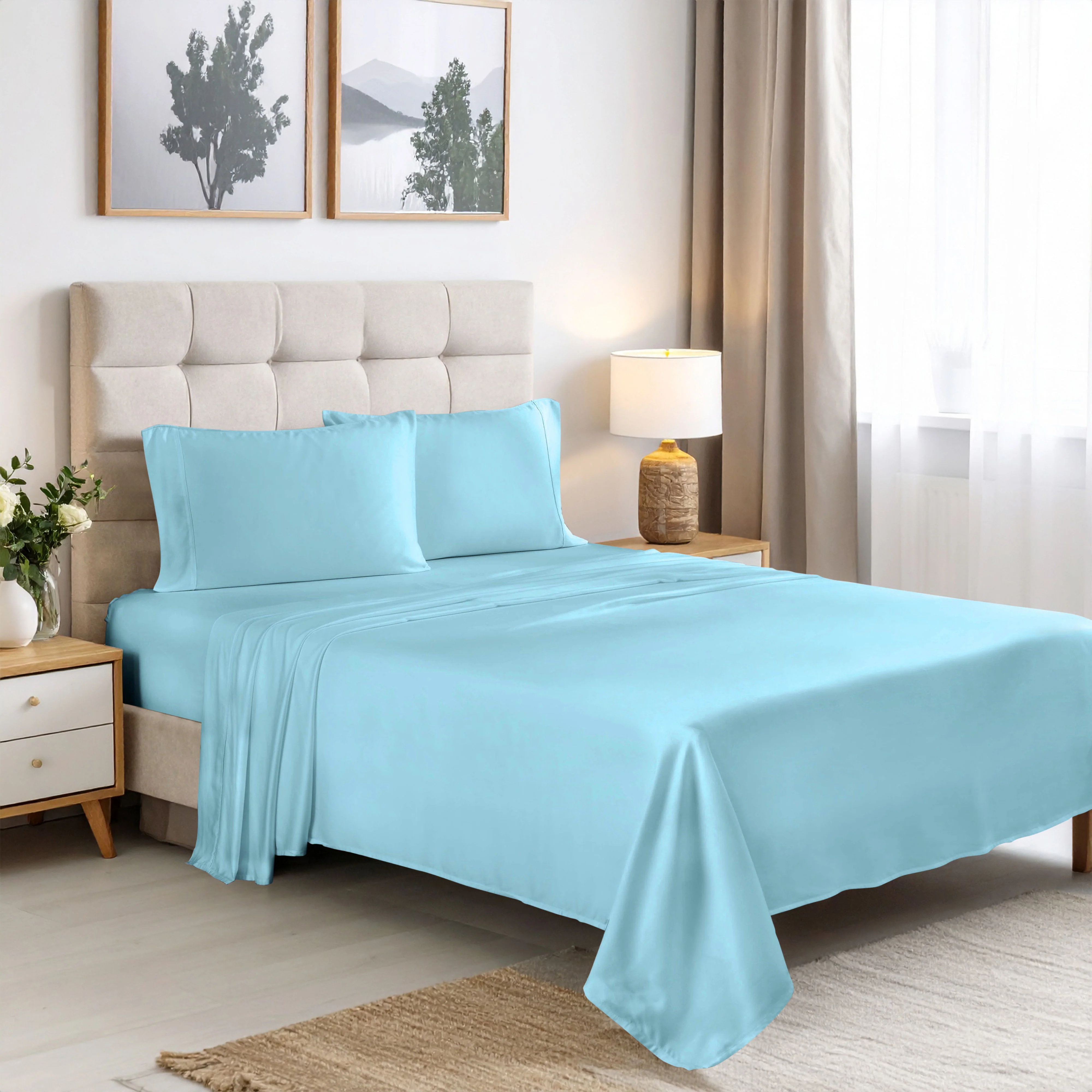 Superior Rayon From Bamboo 300 Thread Count Solid Deep Pocket 4-Piece Sheet Set - Image 5