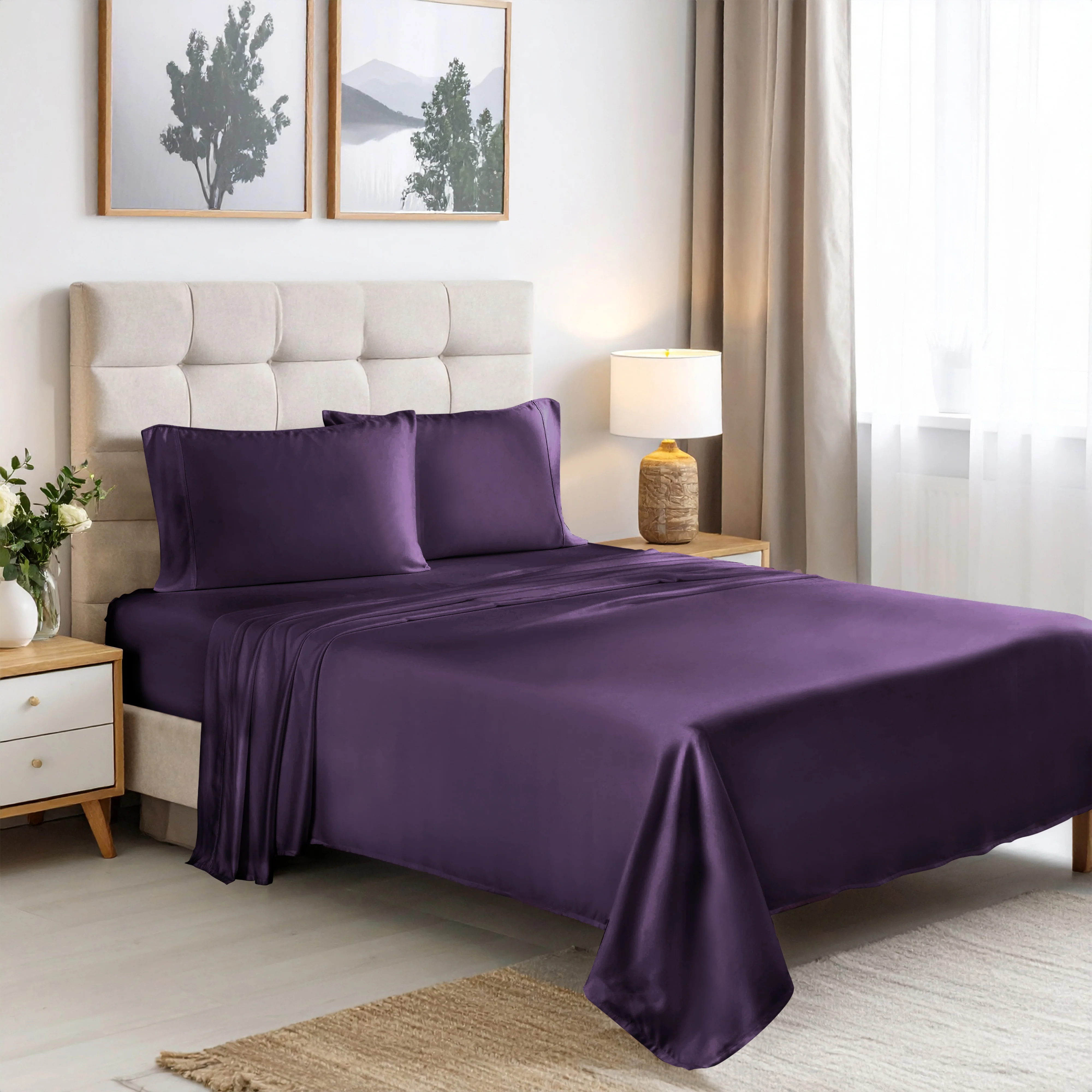 Superior Rayon From Bamboo 300 Thread Count Solid Deep Pocket 4-Piece Sheet Set - Image 6