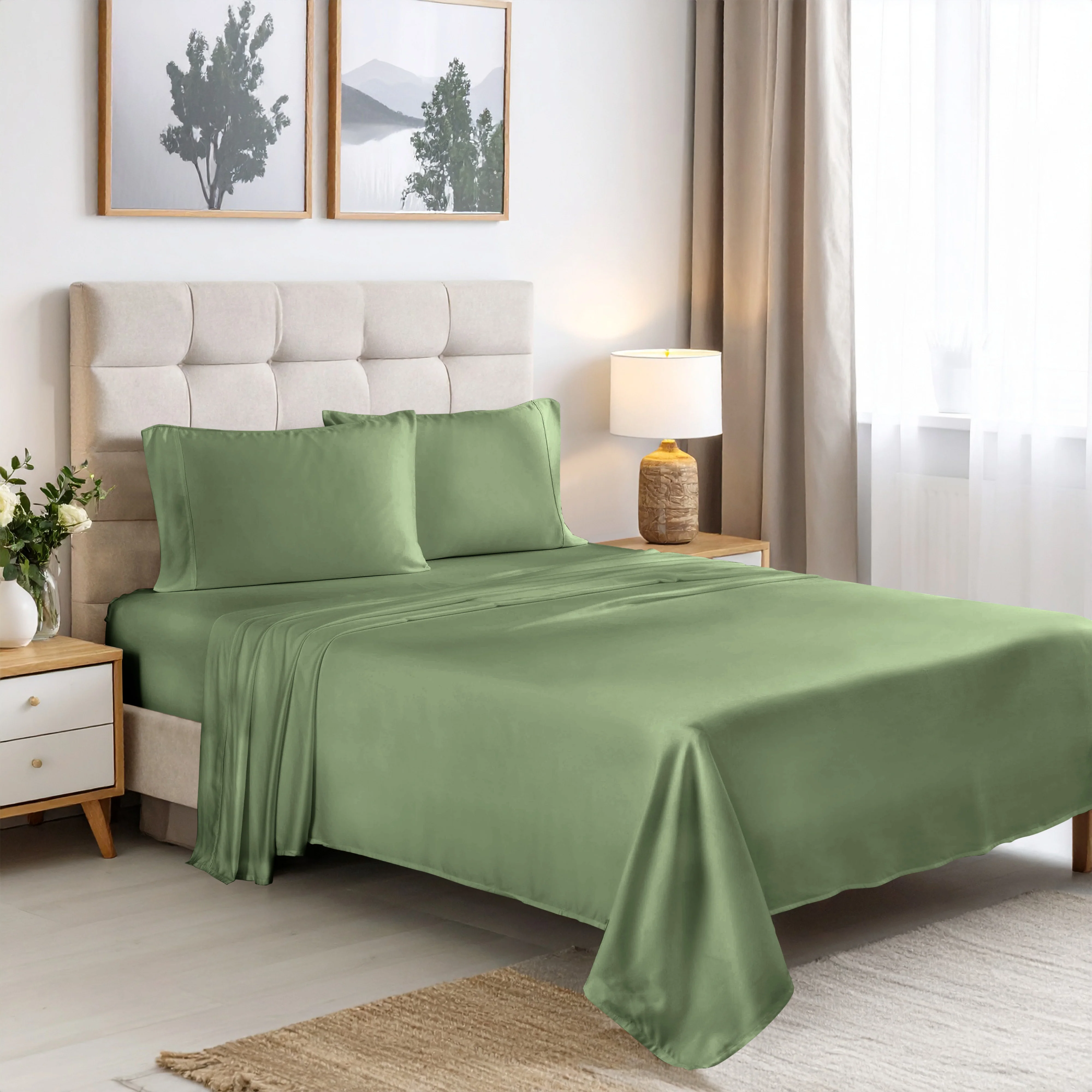 Superior Rayon From Bamboo 300 Thread Count Solid Deep Pocket 4-Piece Sheet Set - Image 9