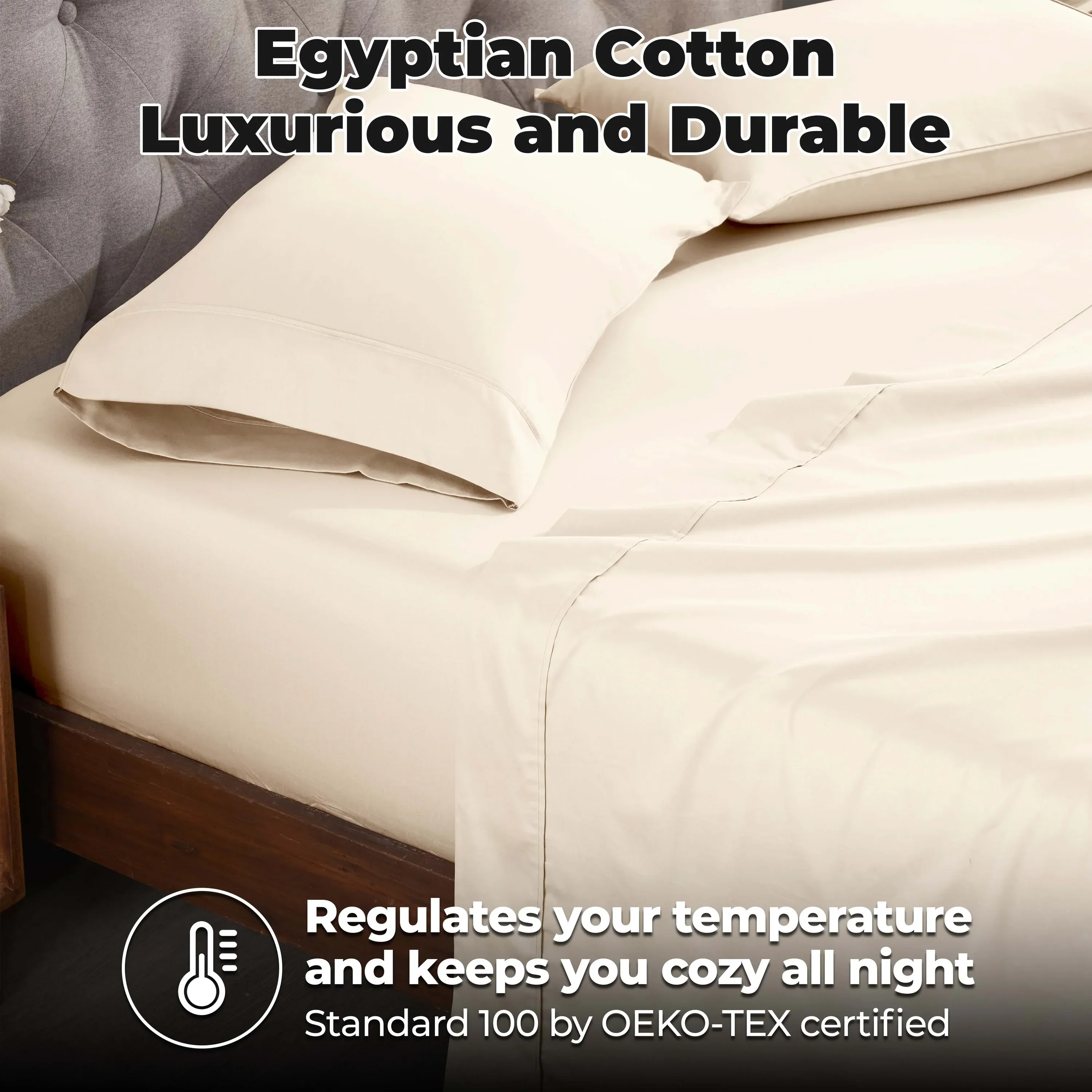 Superior Solid 300 Thread Count Egyptian Cotton Sateen 4-Piece Sheet Set - Image 18