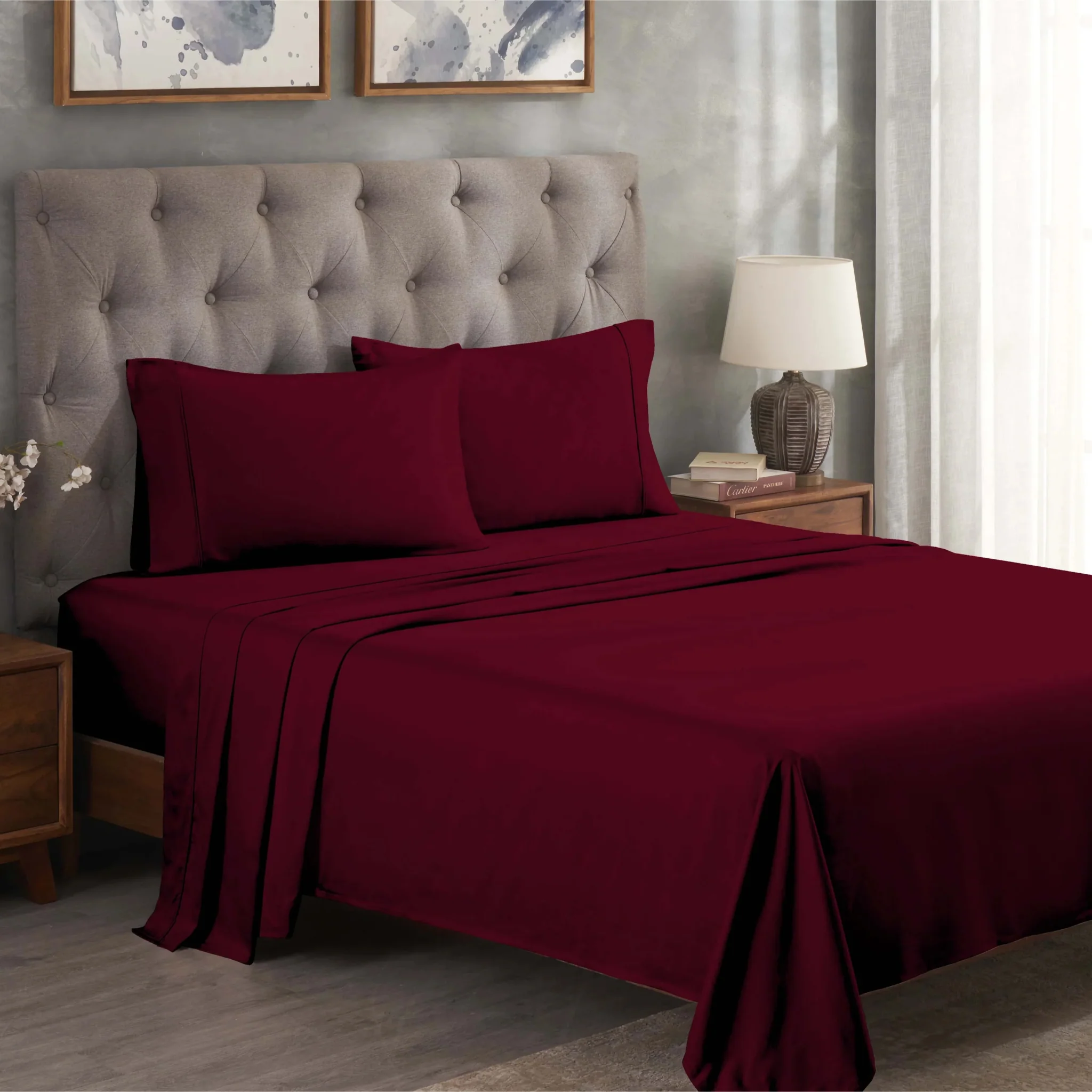 Superior Solid 300 Thread Count Egyptian Cotton Sateen 4-Piece Sheet Set - Image 19