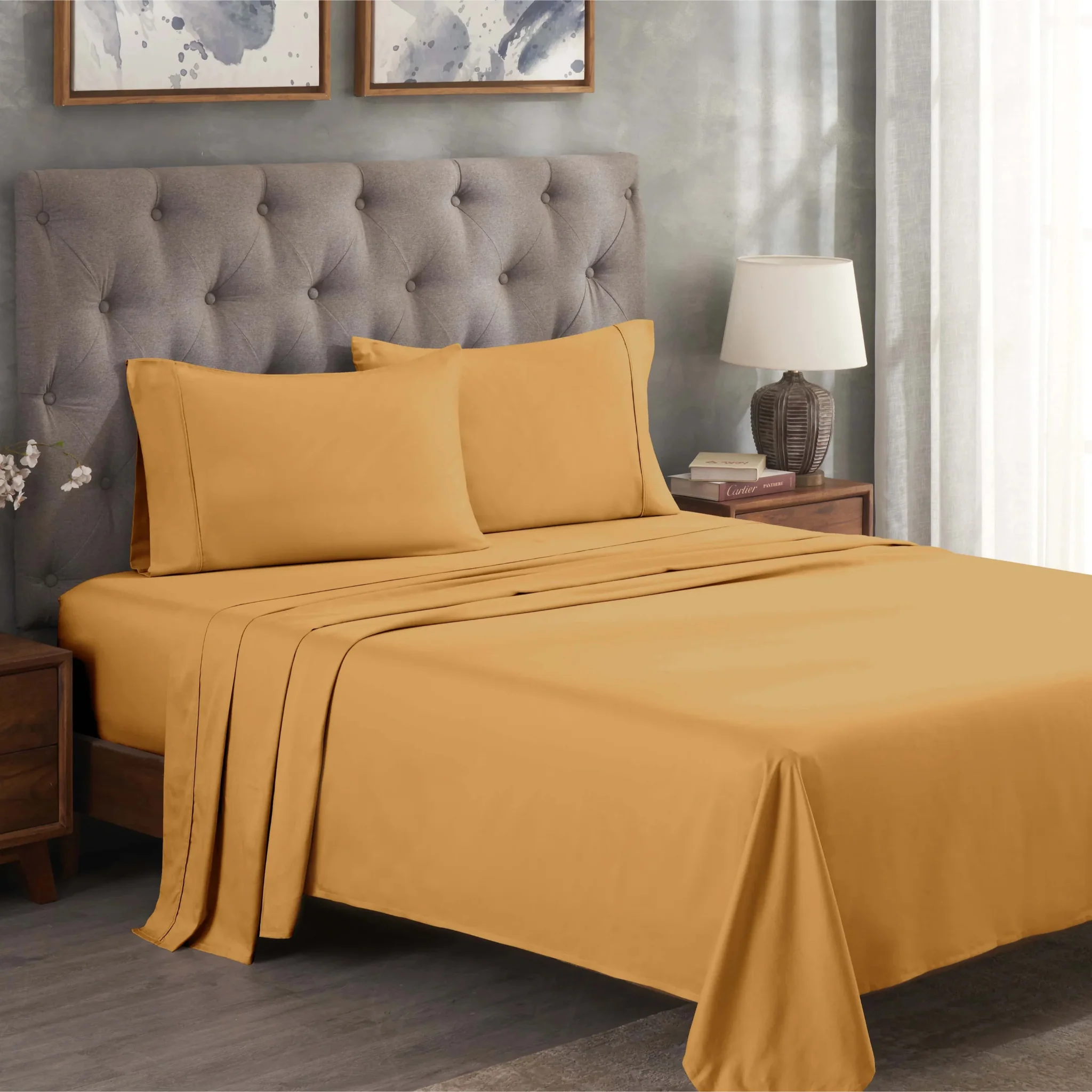 Superior Solid 300 Thread Count Egyptian Cotton Sateen 4-Piece Sheet Set - Image 20