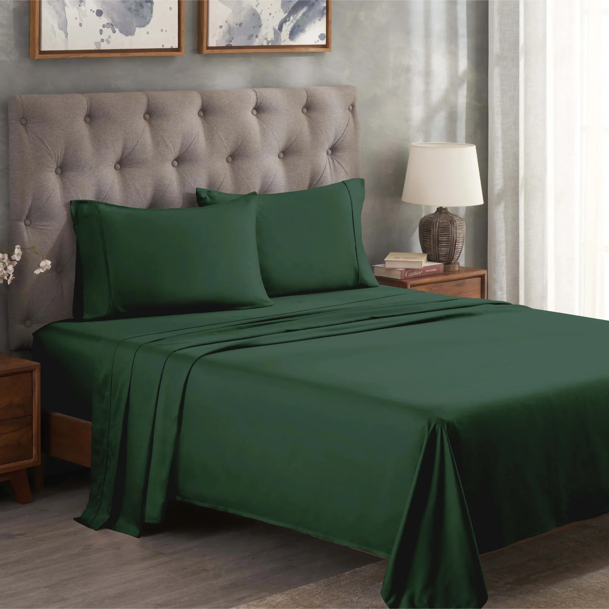 Superior Solid 300 Thread Count Egyptian Cotton Sateen 4-Piece Sheet Set - Image 21