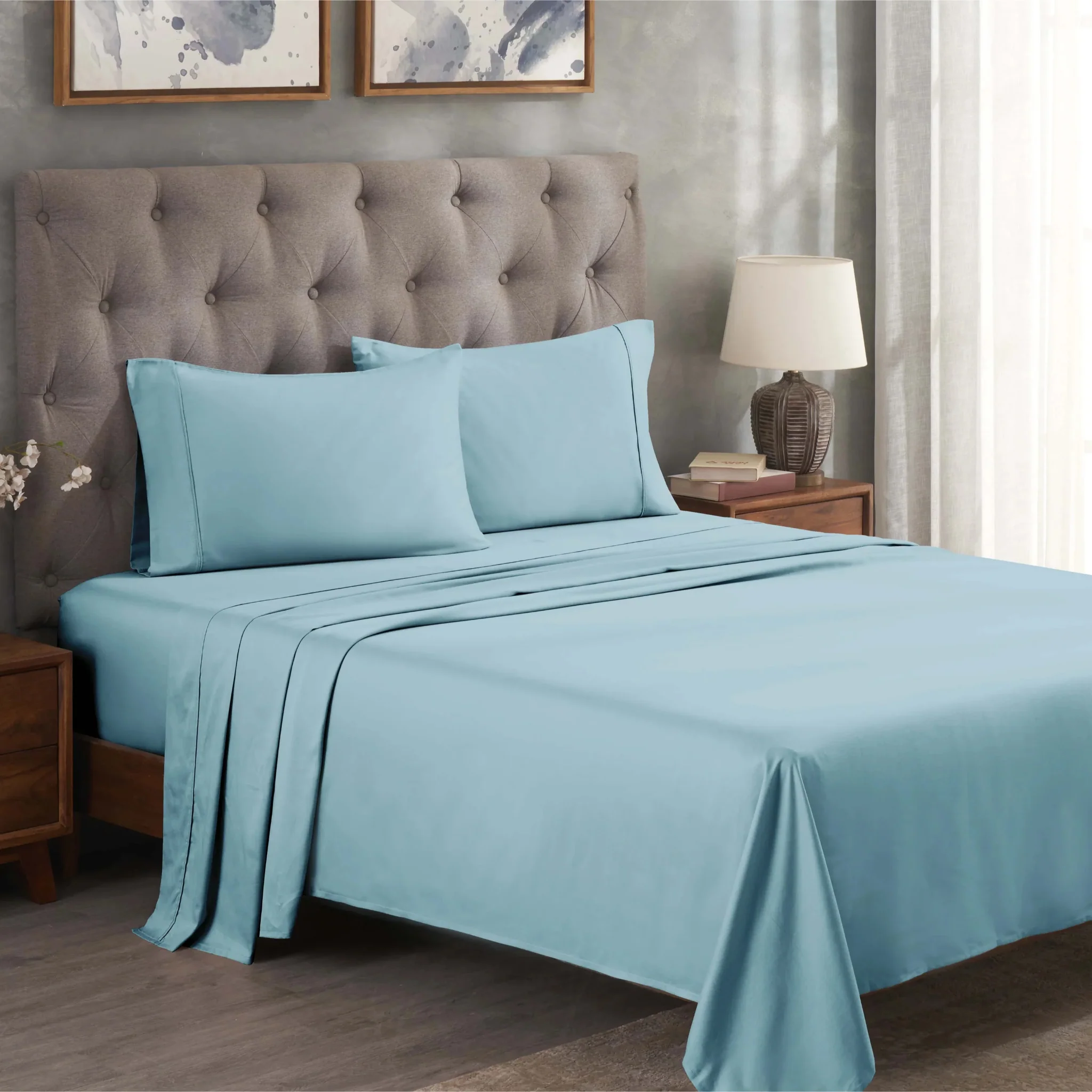 Superior Solid 300 Thread Count Egyptian Cotton Sateen 4-Piece Sheet Set - Image 22