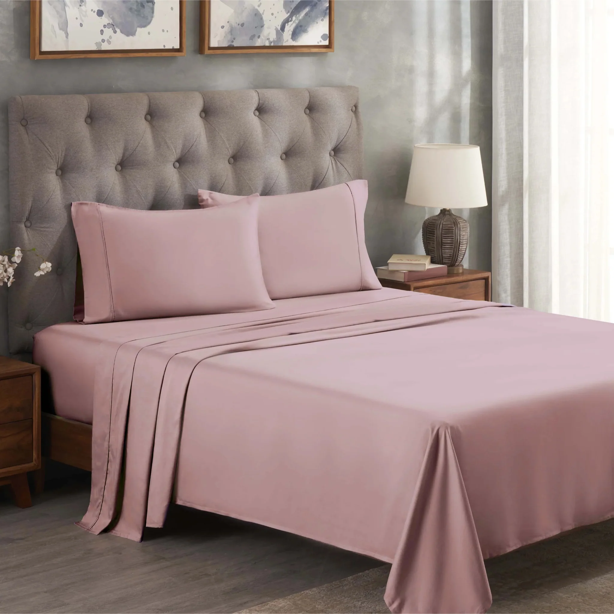 Superior Solid 300 Thread Count Egyptian Cotton Sateen 4-Piece Sheet Set - Image 24