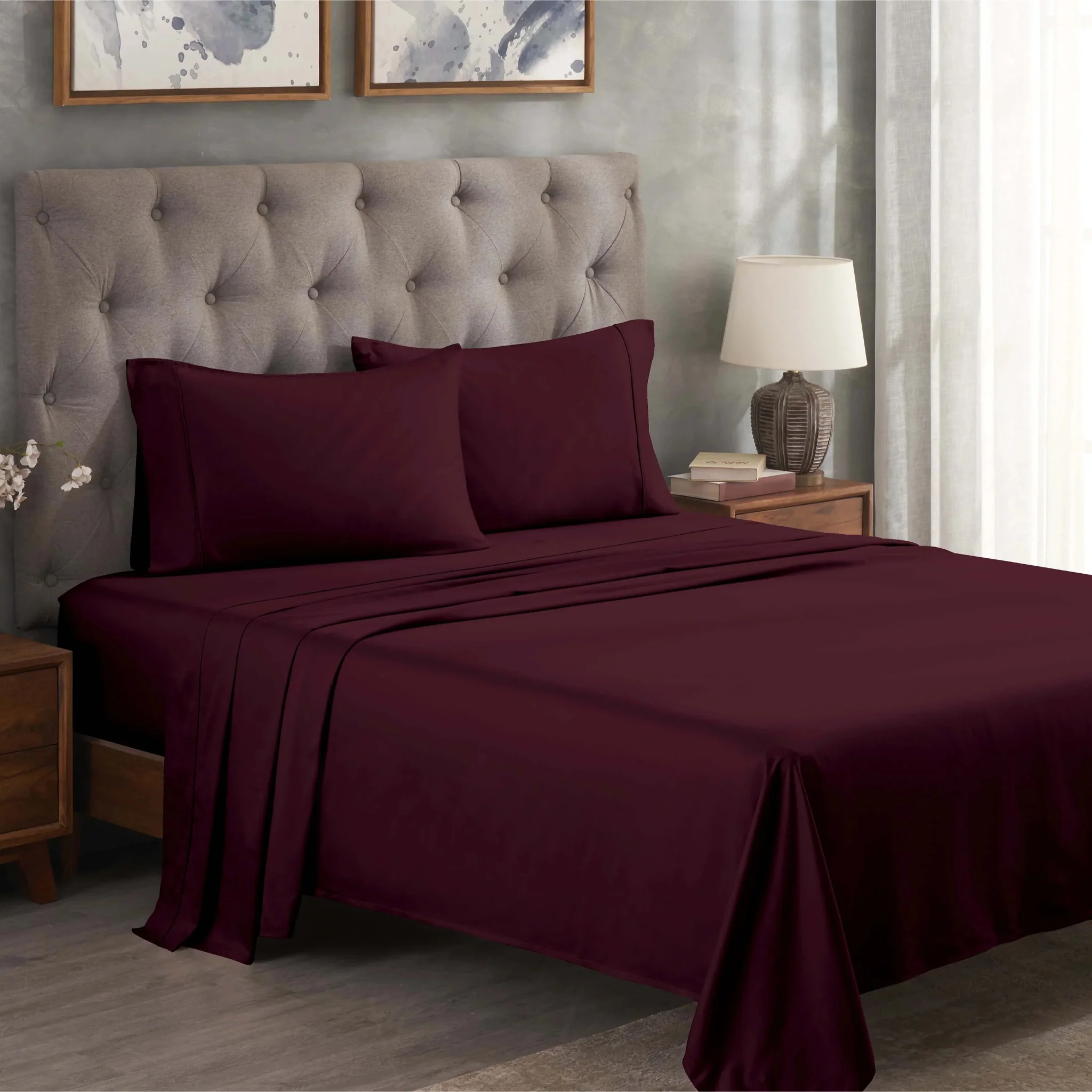 Superior Solid 300 Thread Count Egyptian Cotton Sateen 4-Piece Sheet Set - Image 26