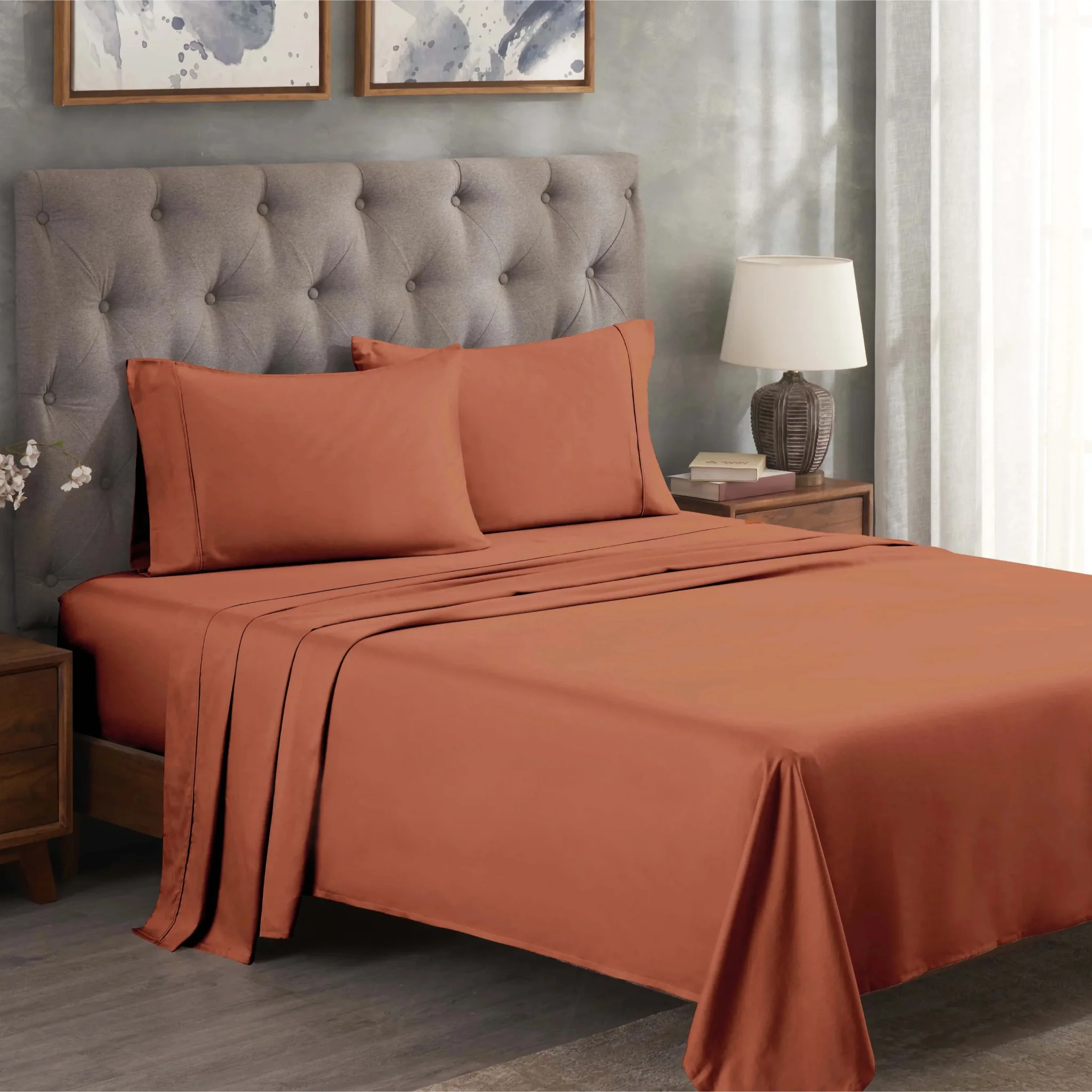 Superior Solid 300 Thread Count Egyptian Cotton Sateen 4-Piece Sheet Set - Image 27