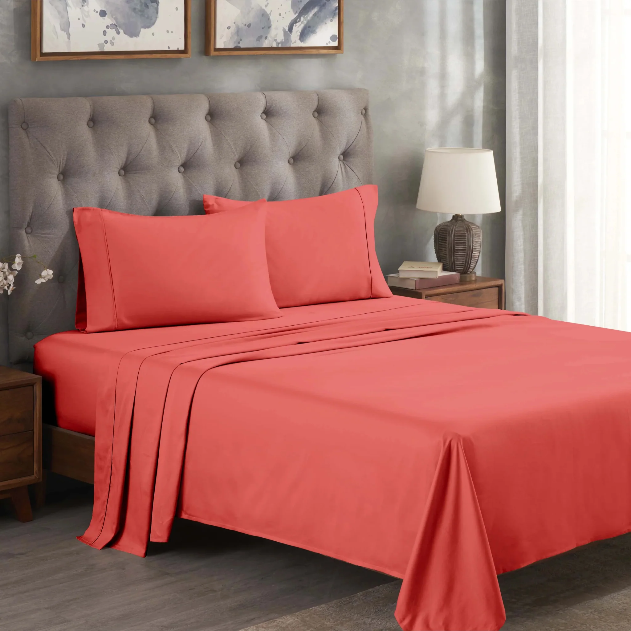 Superior Solid 300 Thread Count Egyptian Cotton Sateen 4-Piece Sheet Set - Image 29