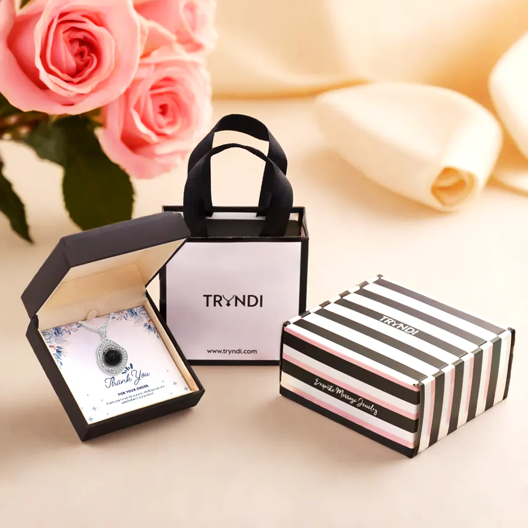 TRYNDI Rhodium Plated 11-12mm Tahitian Black Pearl Swarovski Crystal Circle Necklace - Image 7