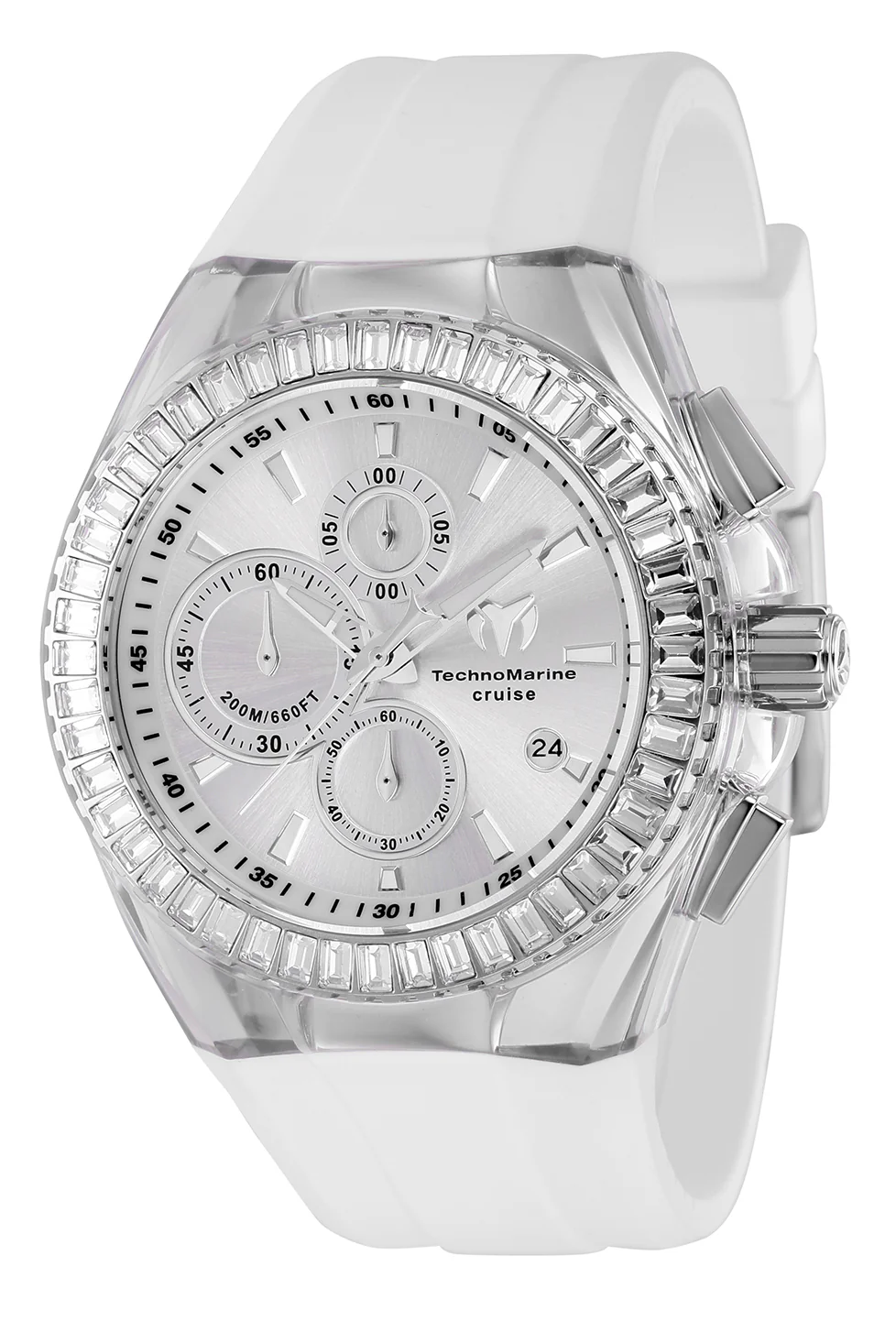 TechnoMarine Men's 45mm Cruise Quartz Baguette Crystal Silicone Strap Watch - Image 6