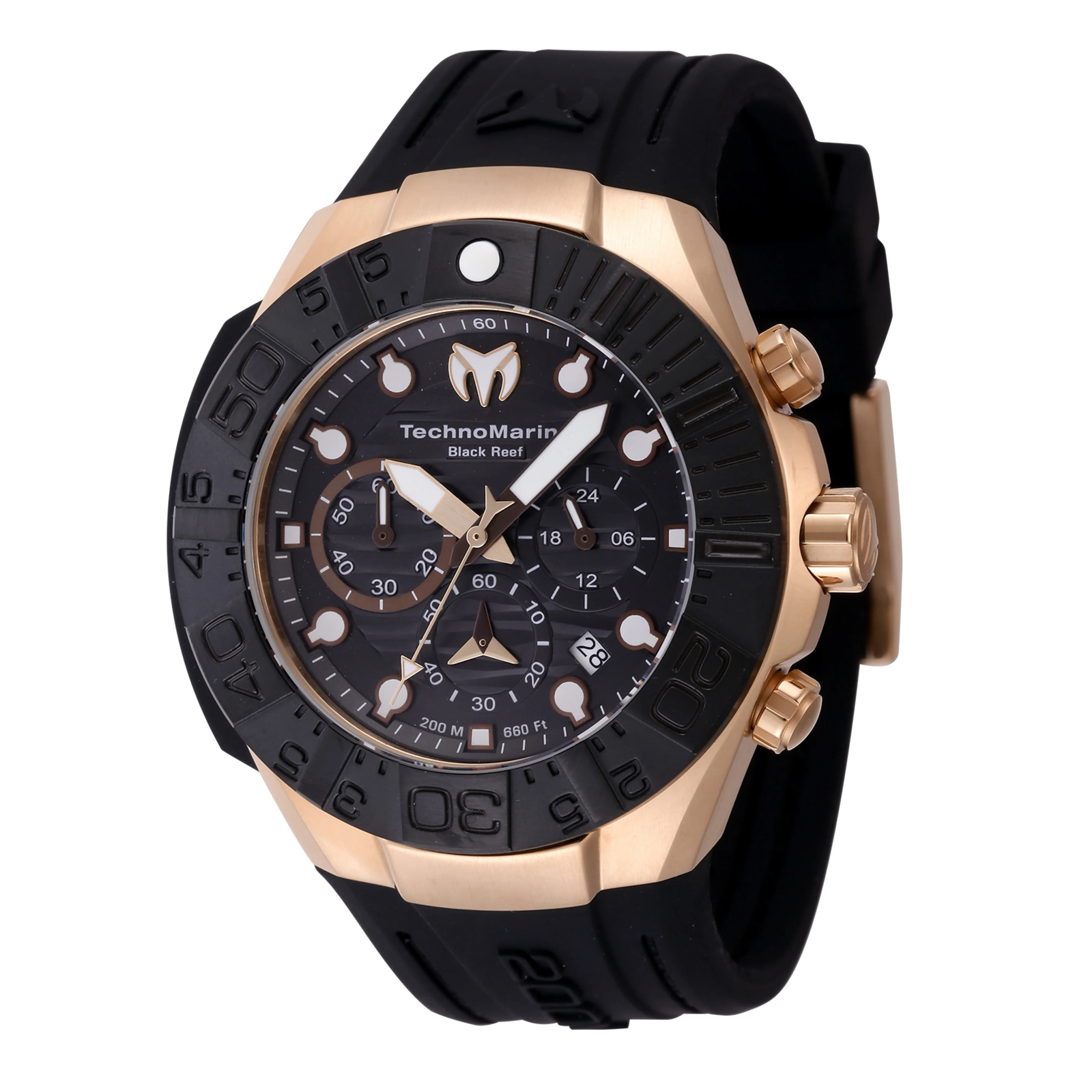 TechnoMarine Men's 45mm Reef Black Quartz Chronograph Silicone Strap Watch - Image 3