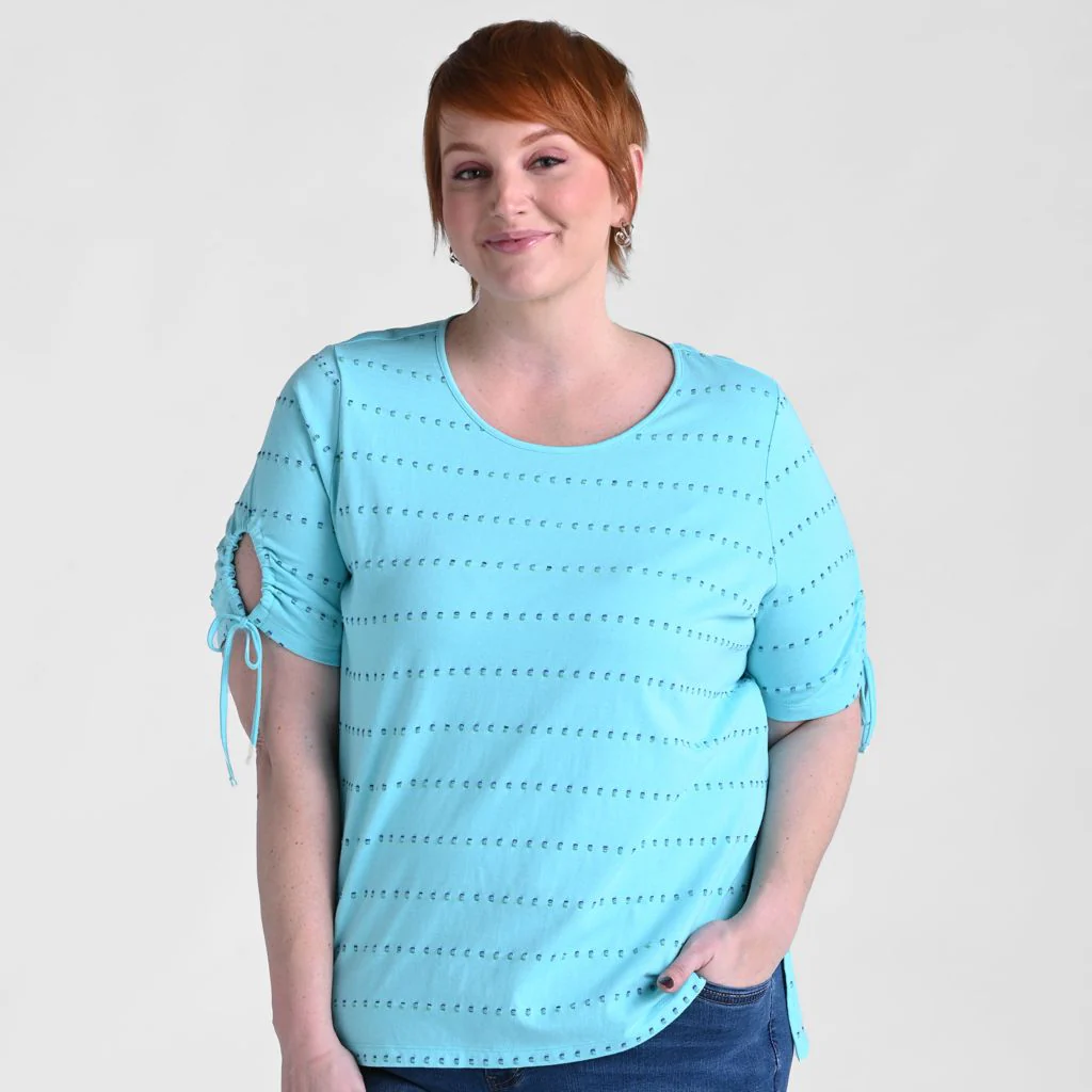 Christopher & Banks Textured Dot Striped Tie Sleeve Top - Image 10