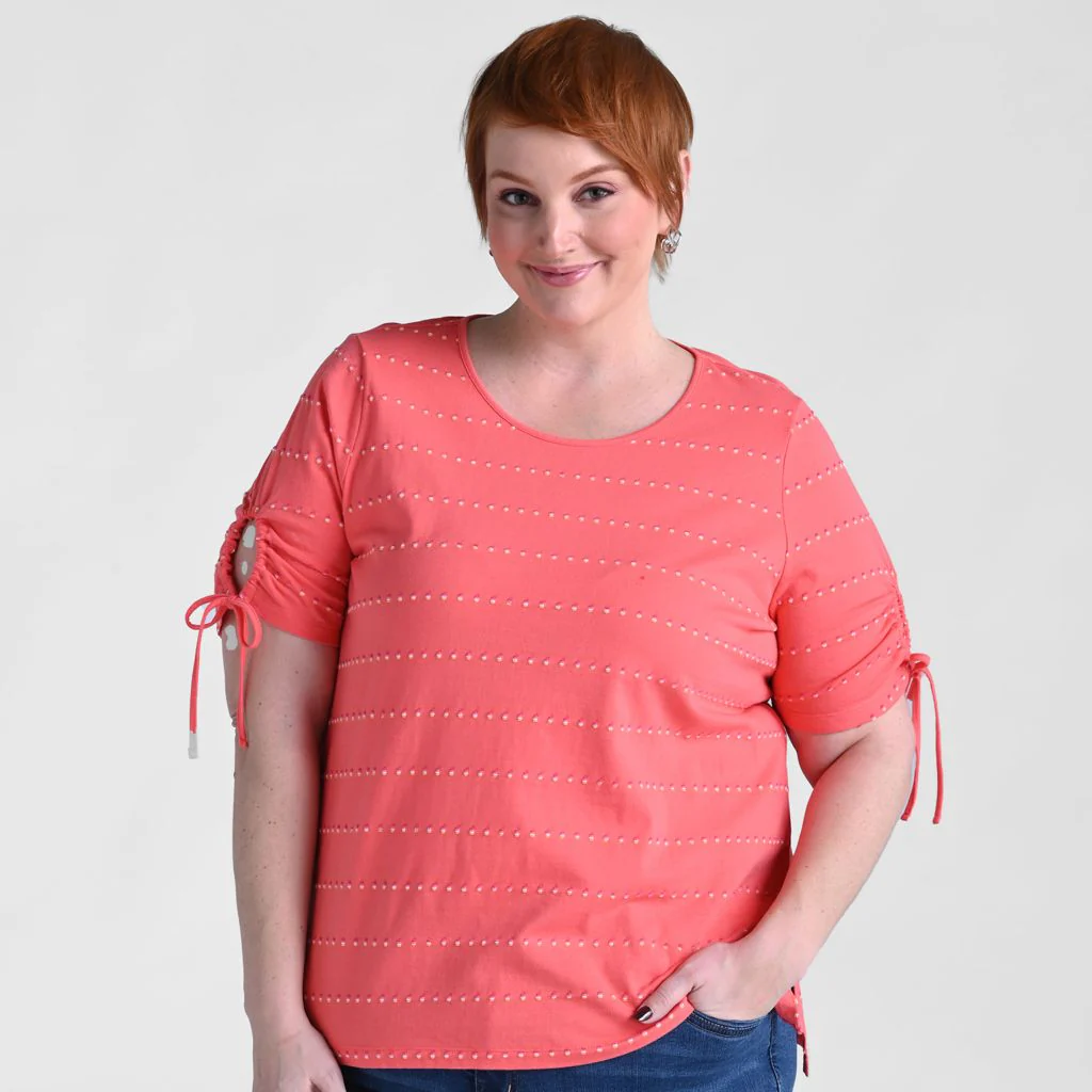 Christopher & Banks Textured Dot Striped Tie Sleeve Top - Image 11