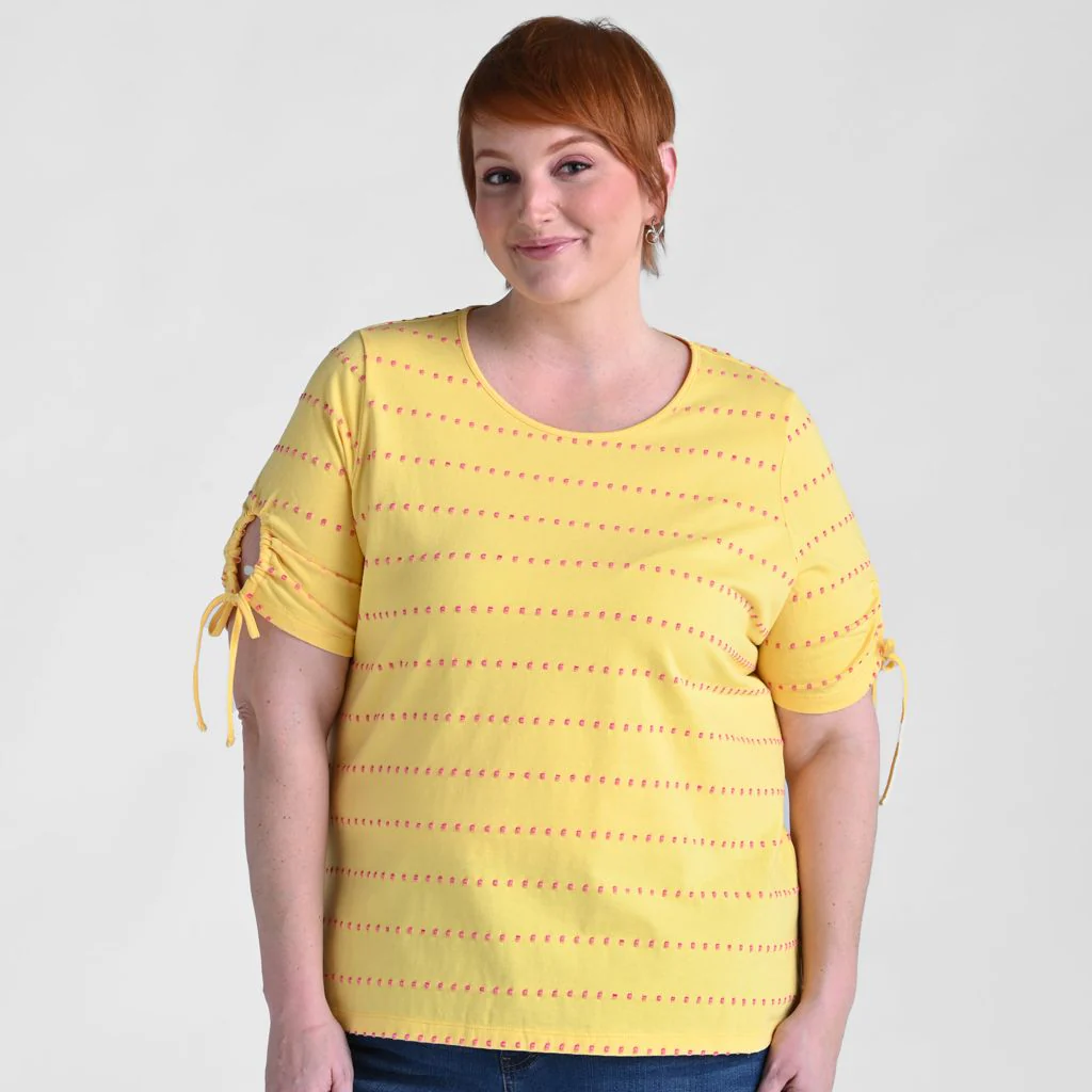Christopher & Banks Textured Dot Striped Tie Sleeve Top - Image 12