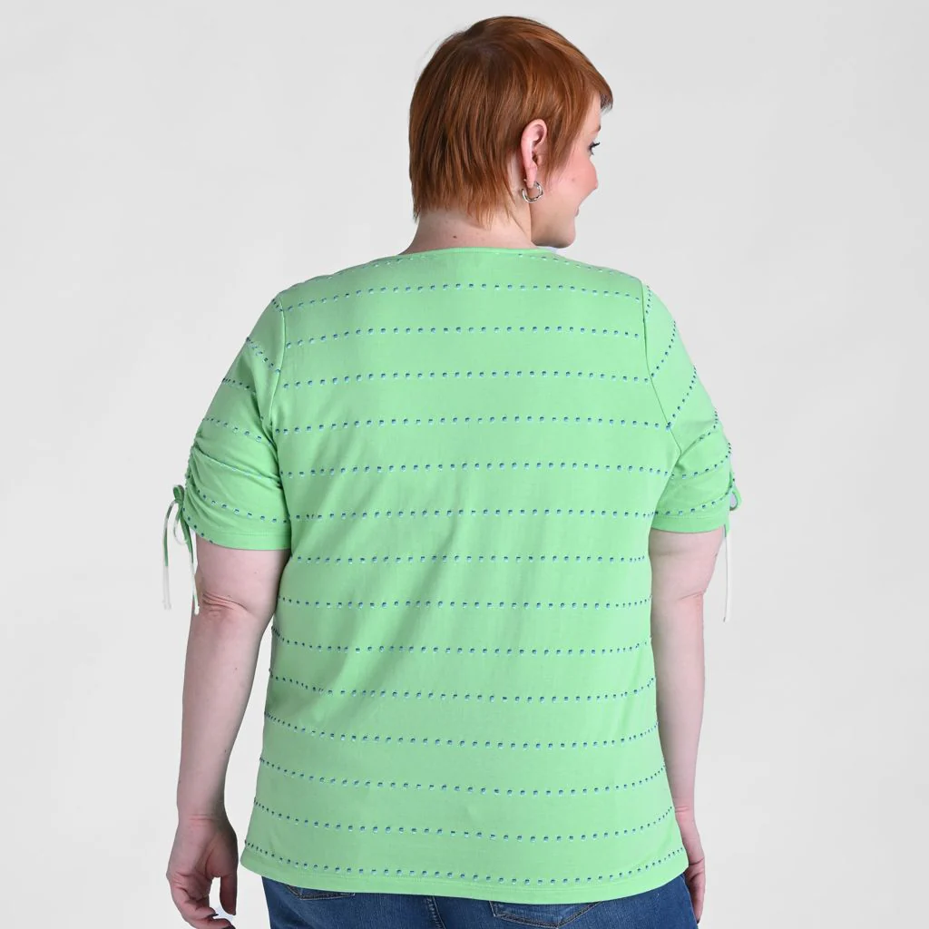 Christopher & Banks Textured Dot Striped Tie Sleeve Top - Image 13