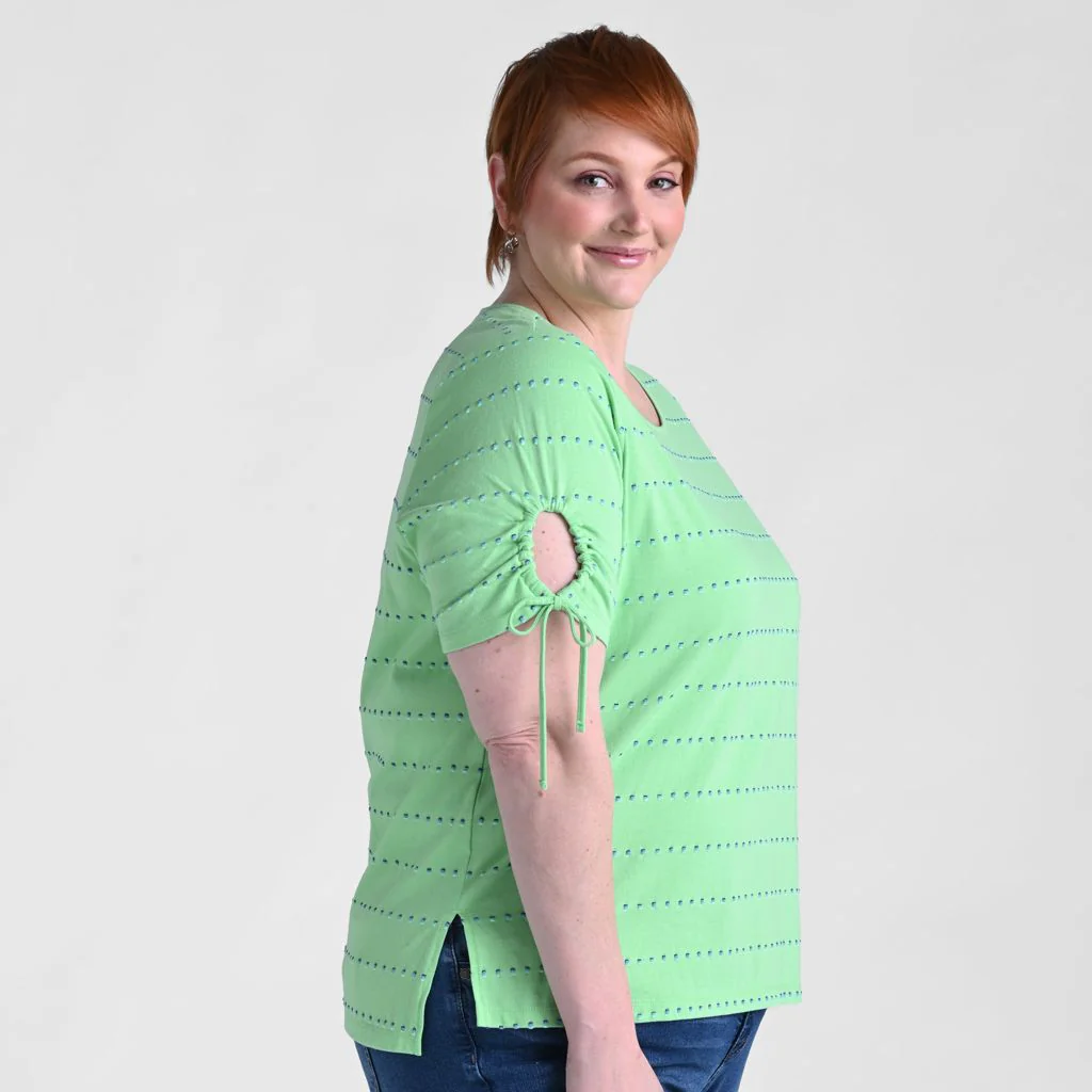 Christopher & Banks Textured Dot Striped Tie Sleeve Top - Image 14