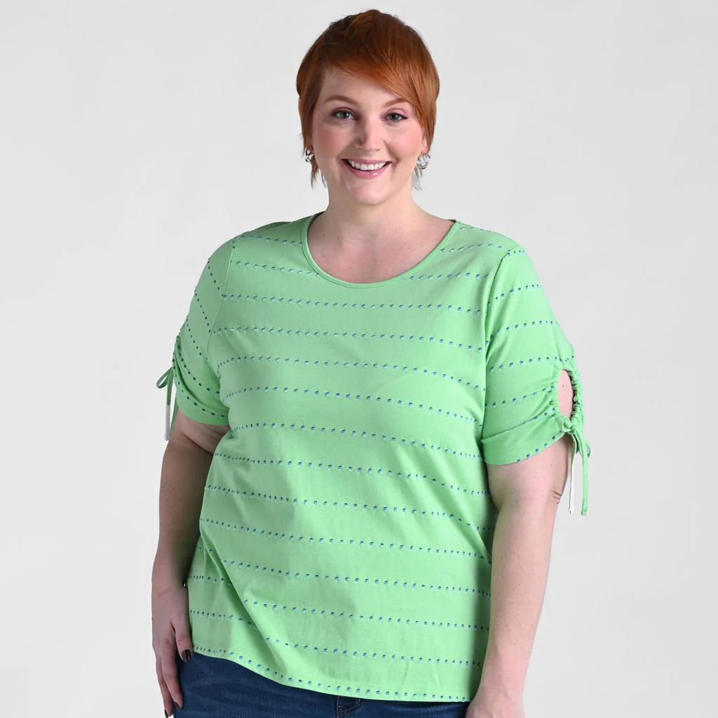 Christopher & Banks Textured Dot Striped Tie Sleeve Top - Image 9