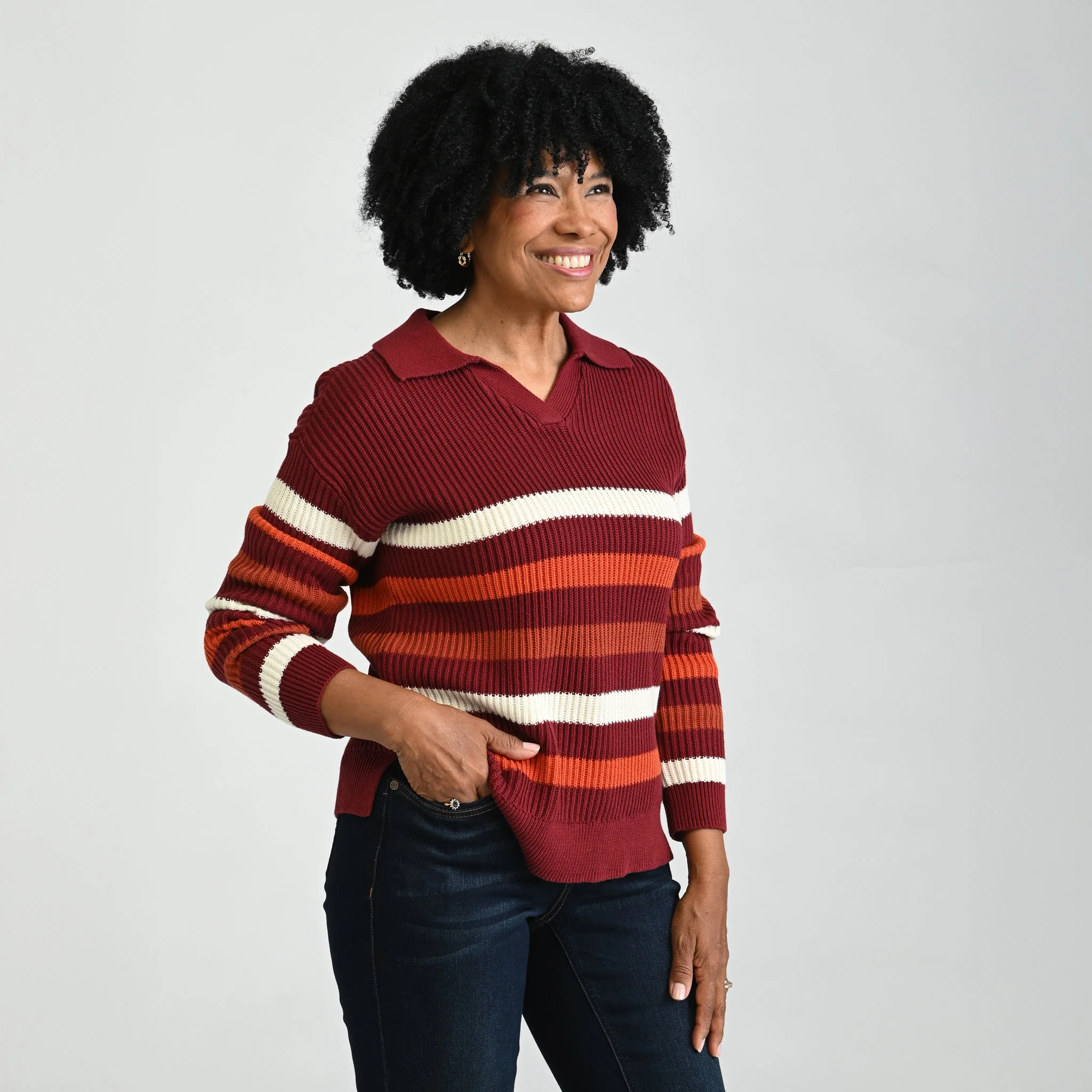 Christopher & Banks Textured Stitch Striped Sweater - Image 4
