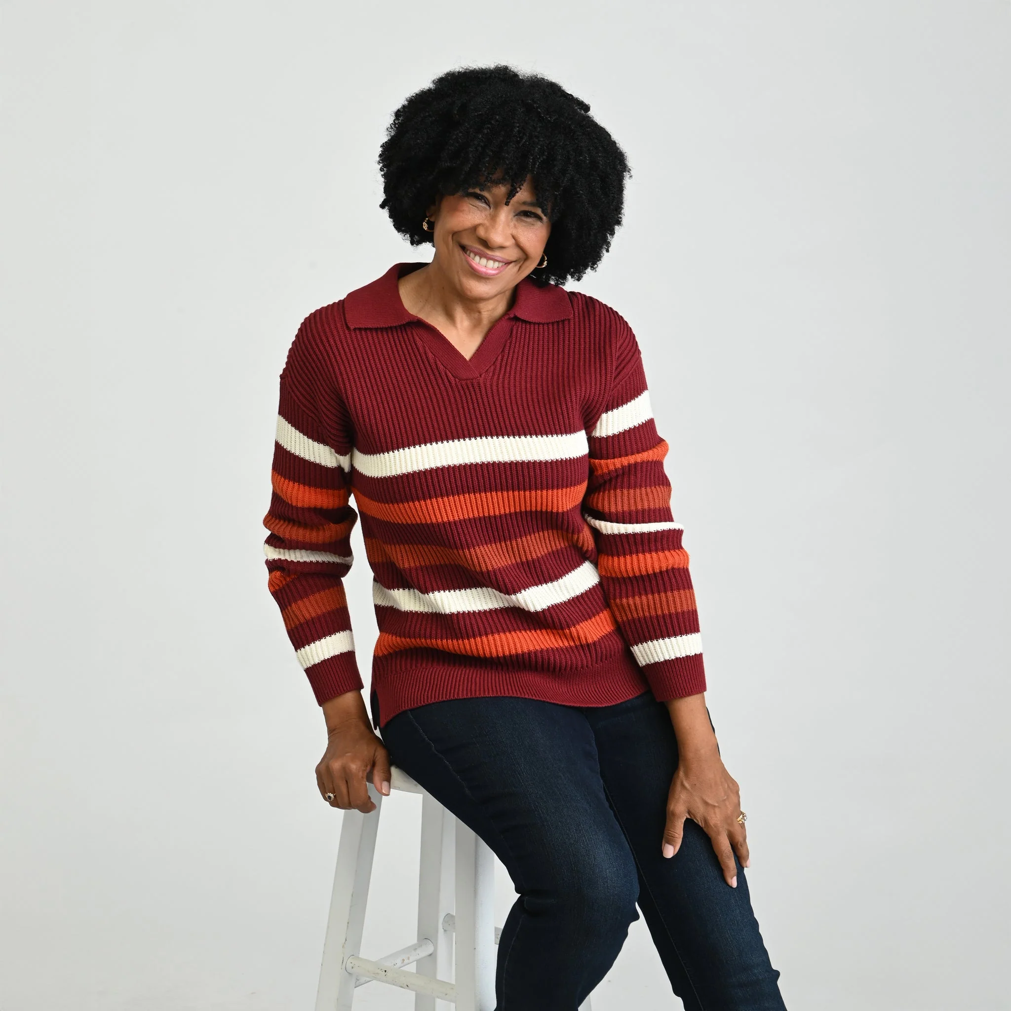 Christopher & Banks Textured Stitch Striped Sweater - Image 5