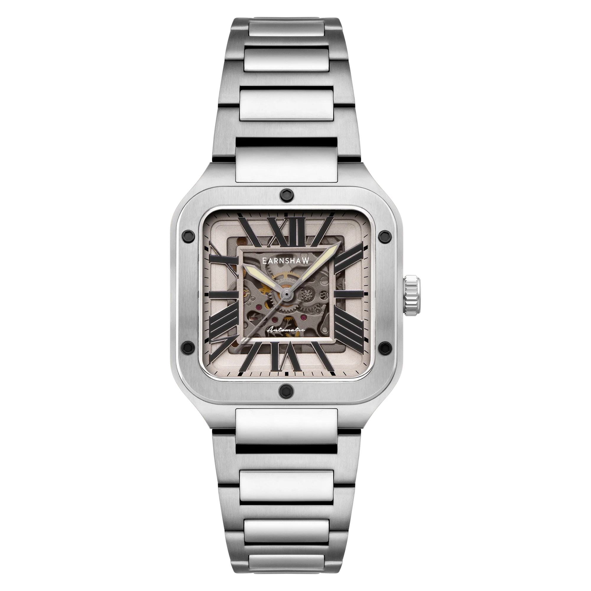 Thomas Earnshaw Men's 36mm Lennox Automatic Skeletonized Square Bracelet Watch - Image 2