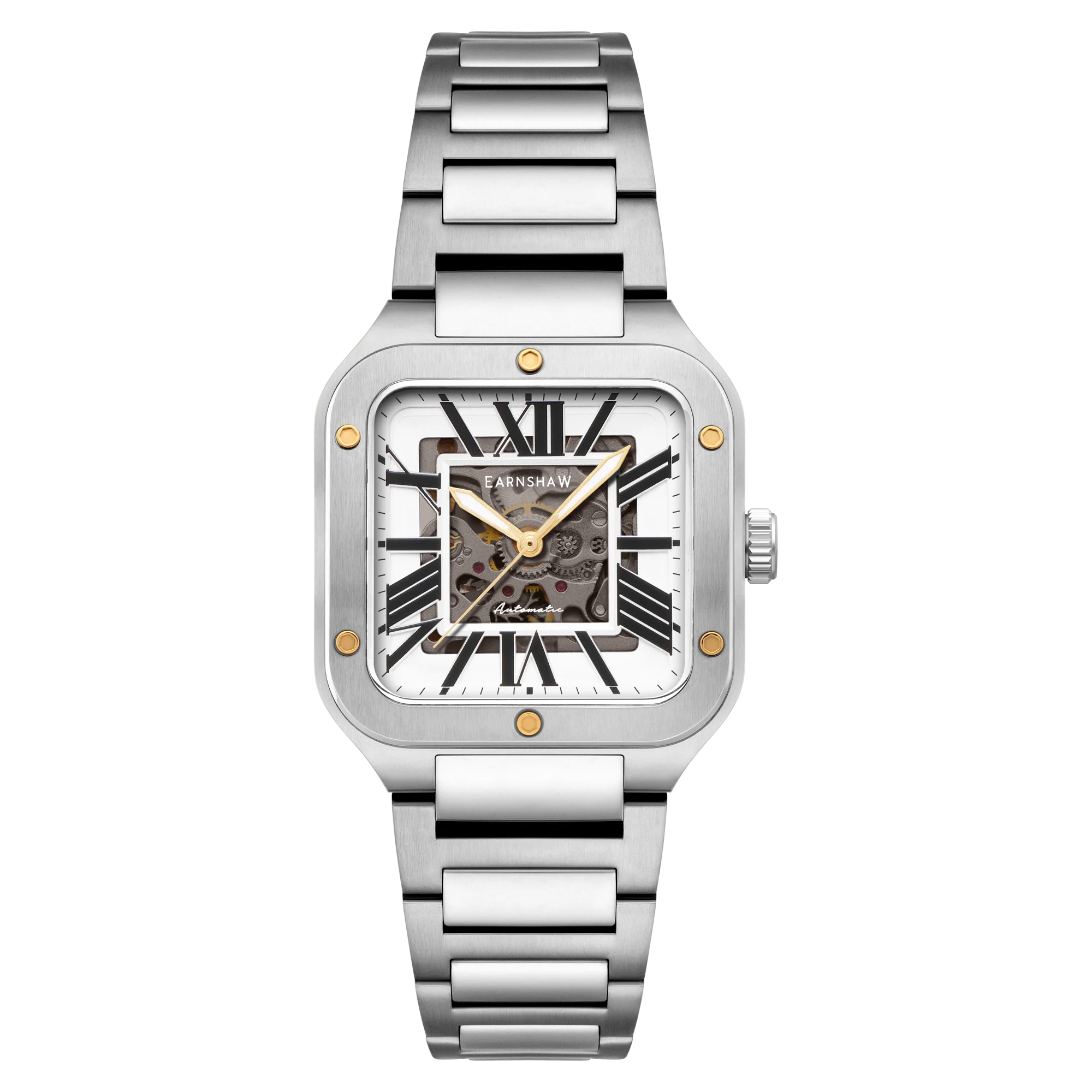 Thomas Earnshaw Men's 36mm Lennox Automatic Skeletonized Square Bracelet Watch - Image 4