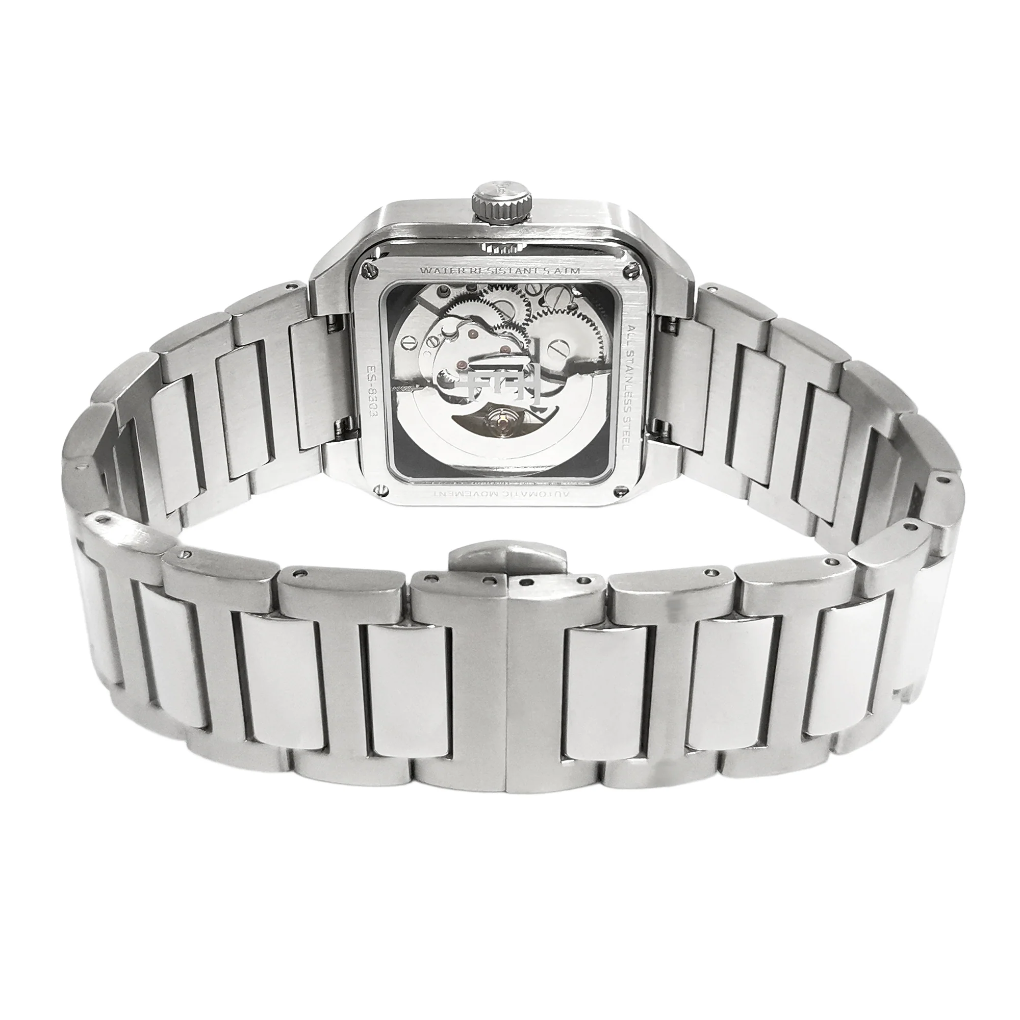 Thomas Earnshaw Men's 36mm Lennox Automatic Skeletonized Square Bracelet Watch - Image 6