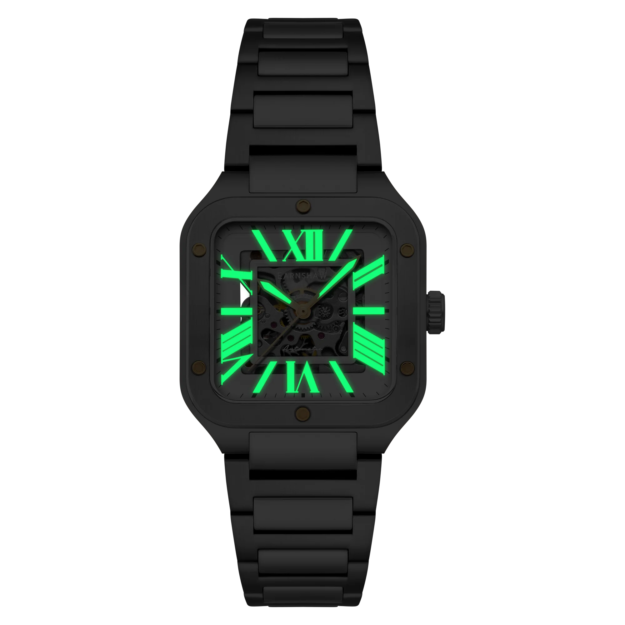 Thomas Earnshaw Men's 36mm Lennox Automatic Skeletonized Square Bracelet Watch - Image 8