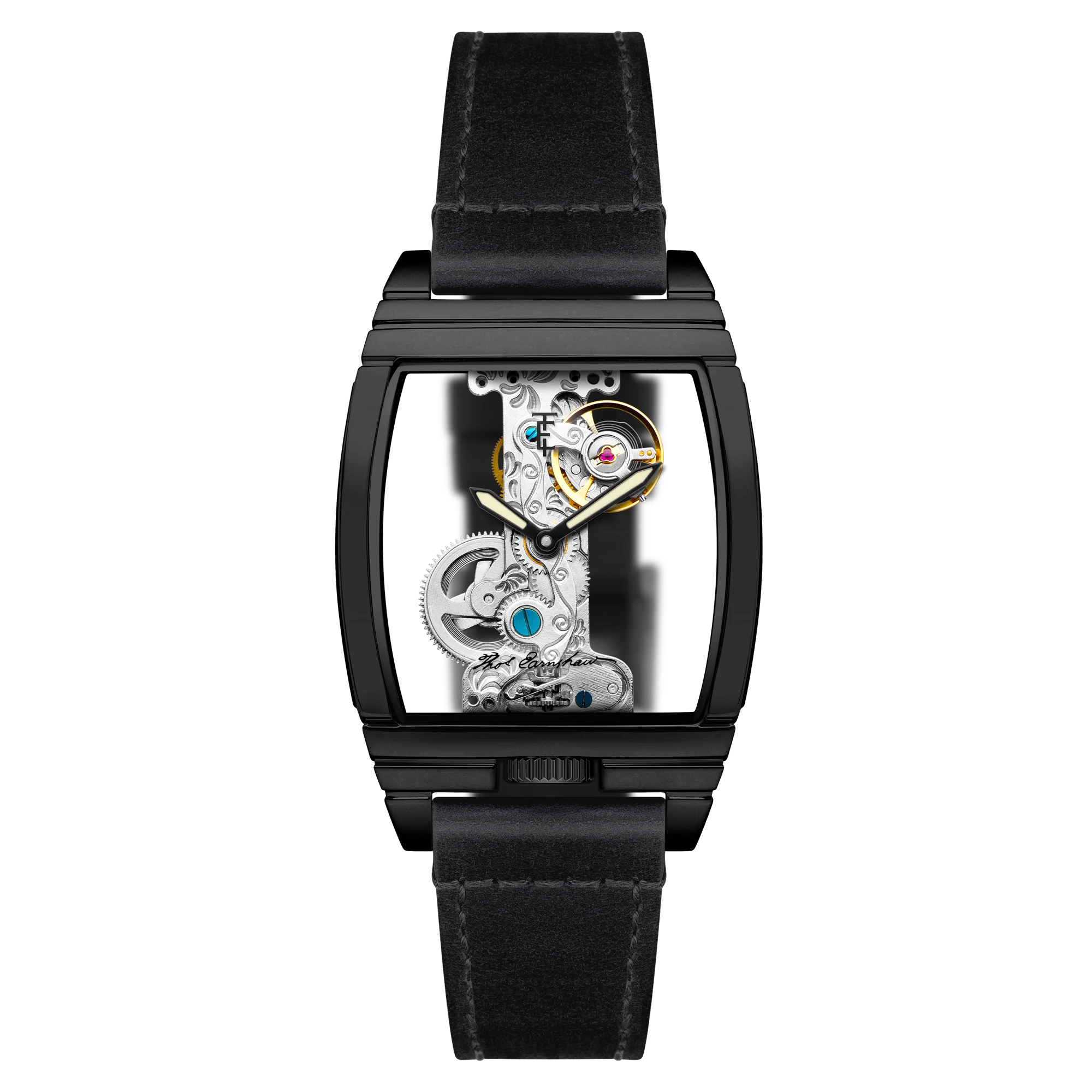 Thomas Earnshaw Men's 36mm Wolver Bridge Mechanical Barrel Case Leather Strap Watch - Image 5