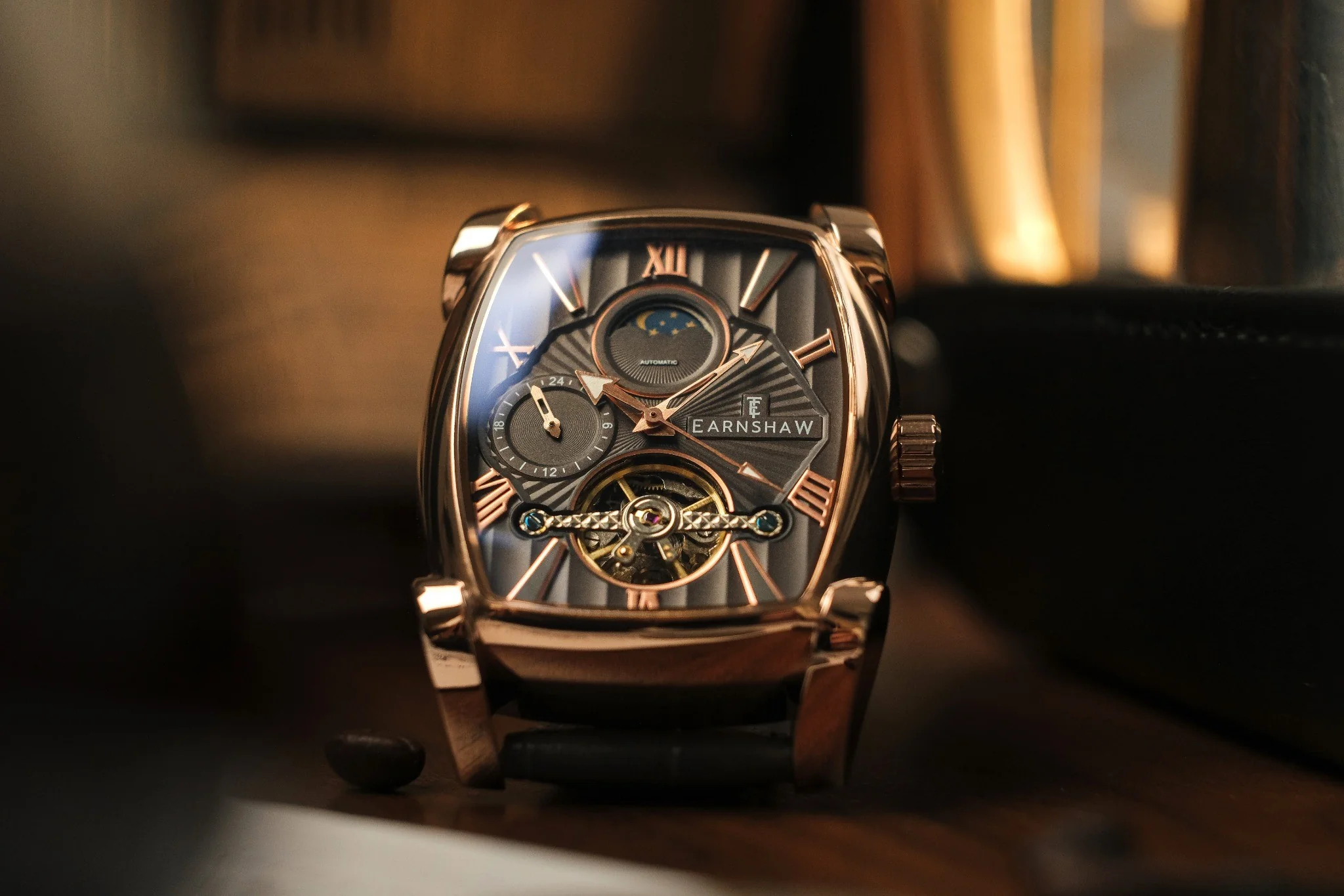 Thomas Earnshaw Men's 37mm Kensington Automatic Rectangle Strap Watch - Image 6