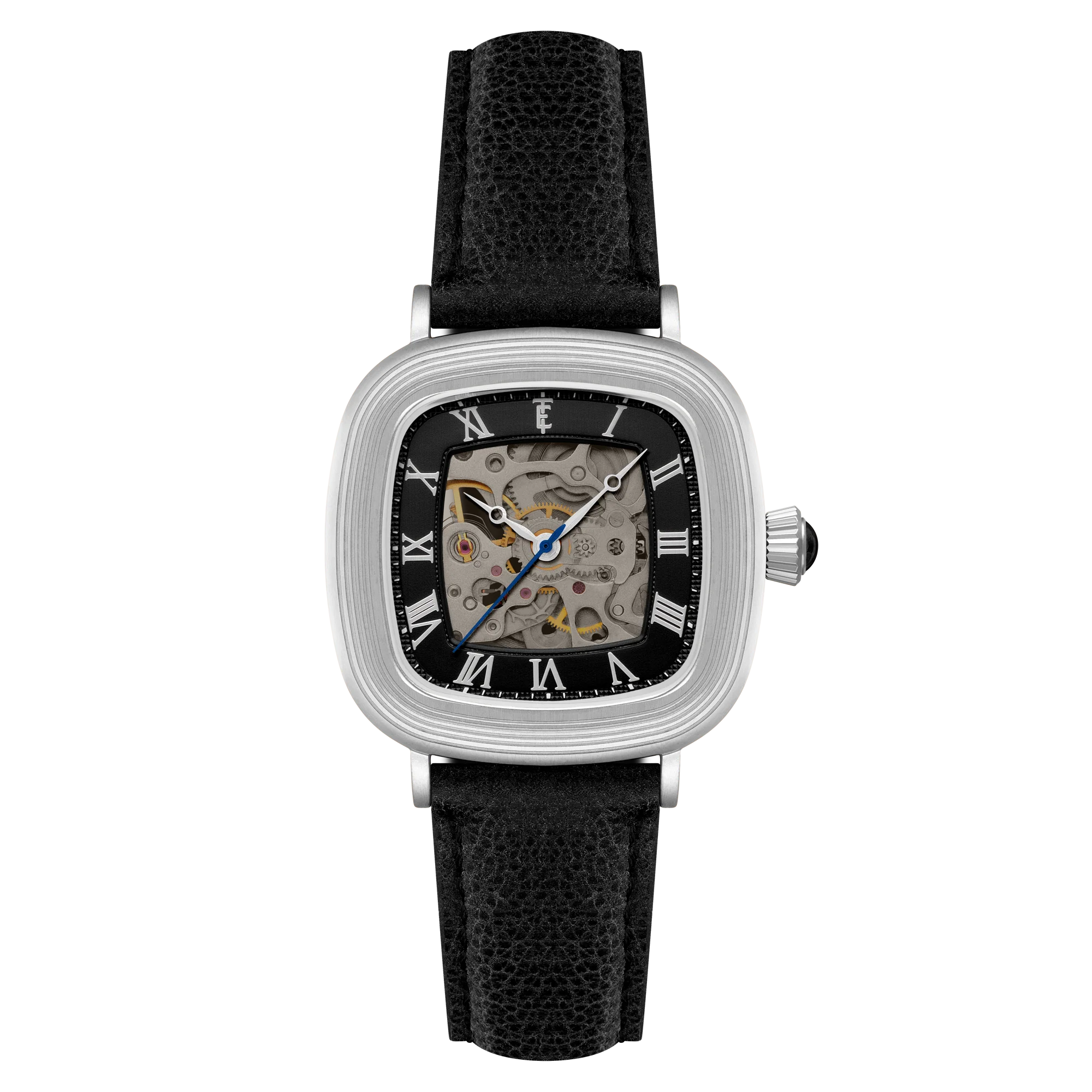 Thomas Earnshaw Men's 38mm Chester Automatic Skeletonized Square Leather Strap Watch - Image 2